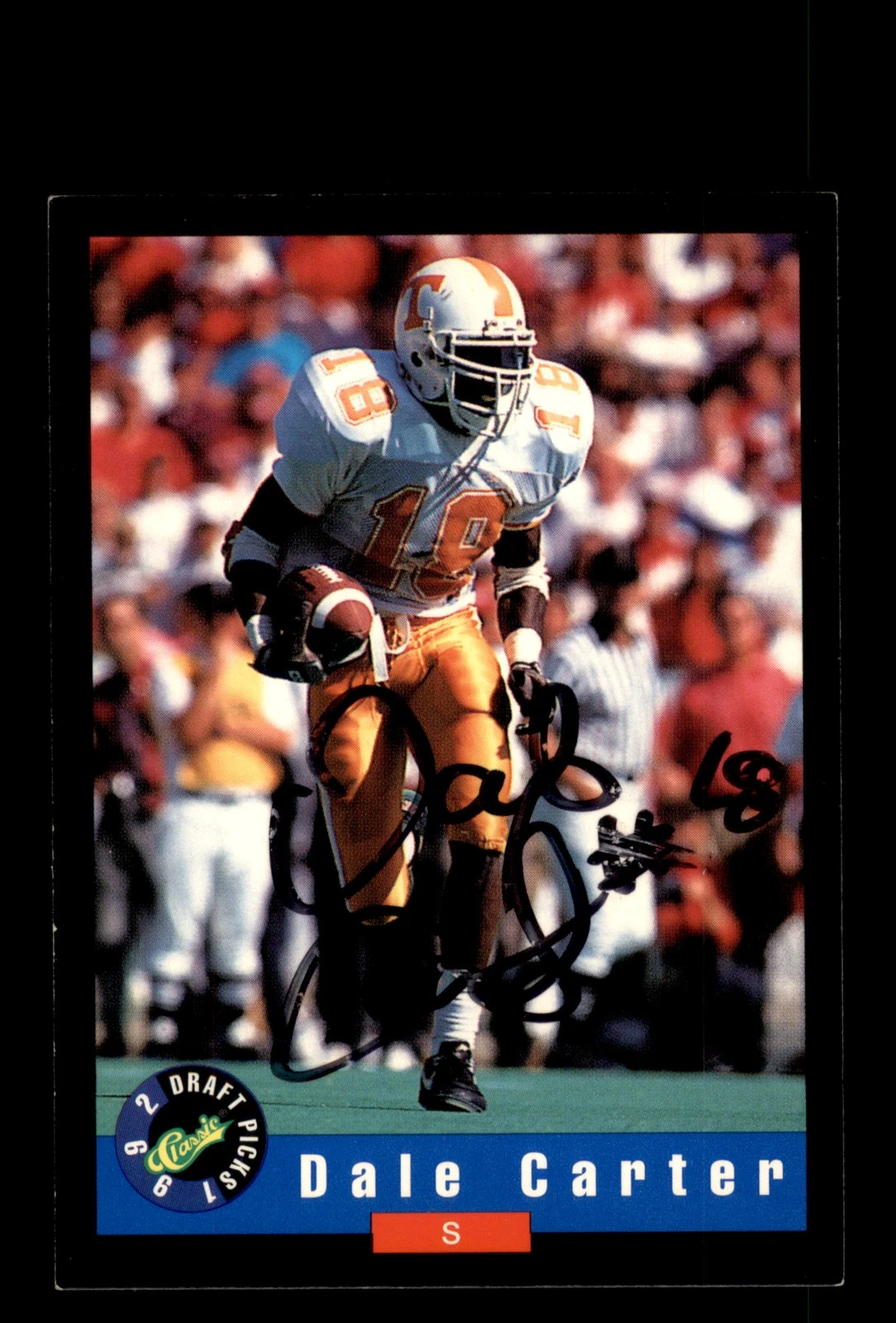 Signed Football Card Auto Dale Carter 1992 Classic Draft Picks #37