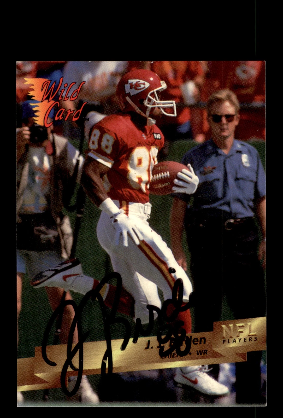 Signed Football Card Auto J.J. Birden 1993 Wild Card #66 Kansas City Chiefs