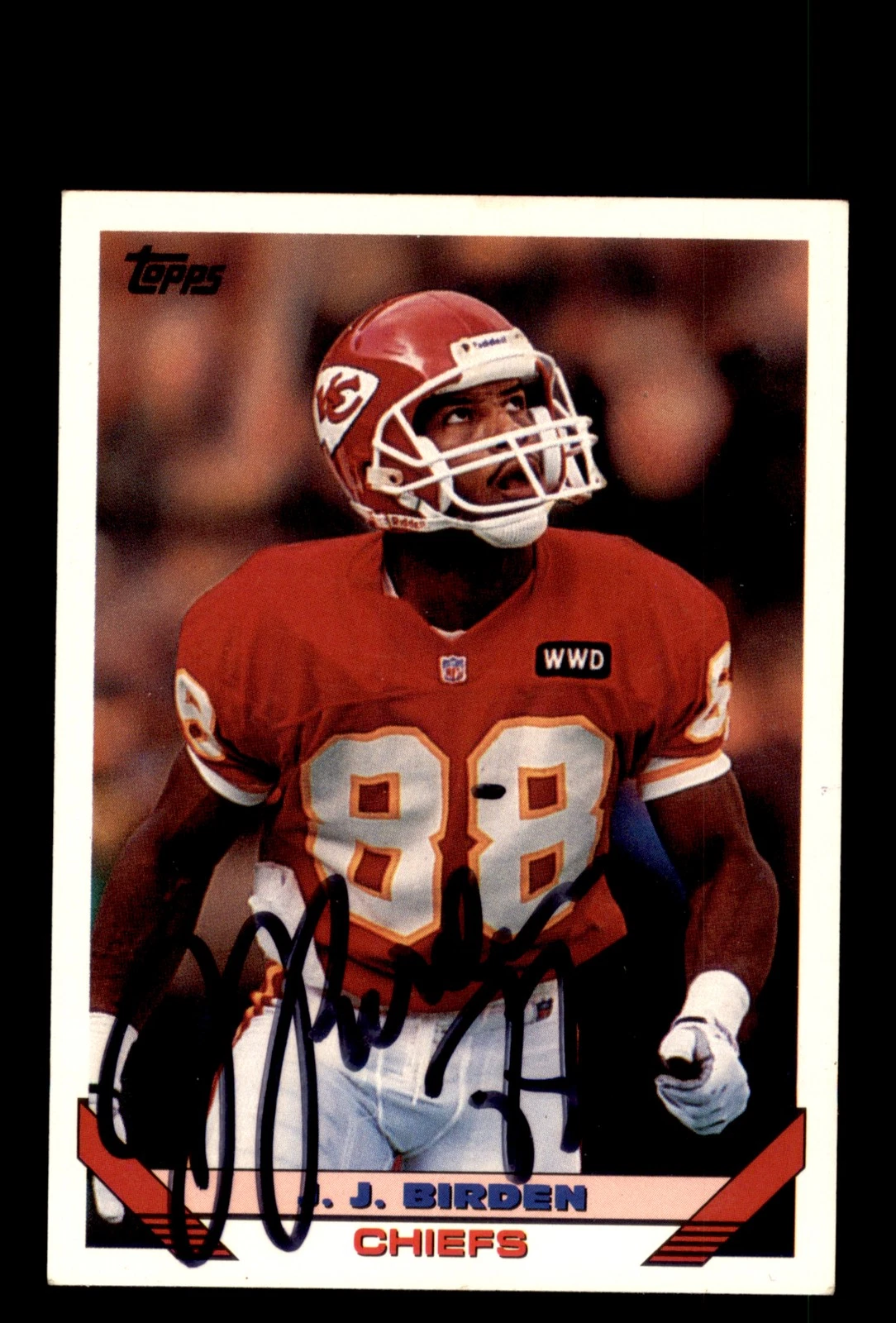 Signed Football Card Auto J.J. Birden 1993 Topps #539 Kansas City Chiefs