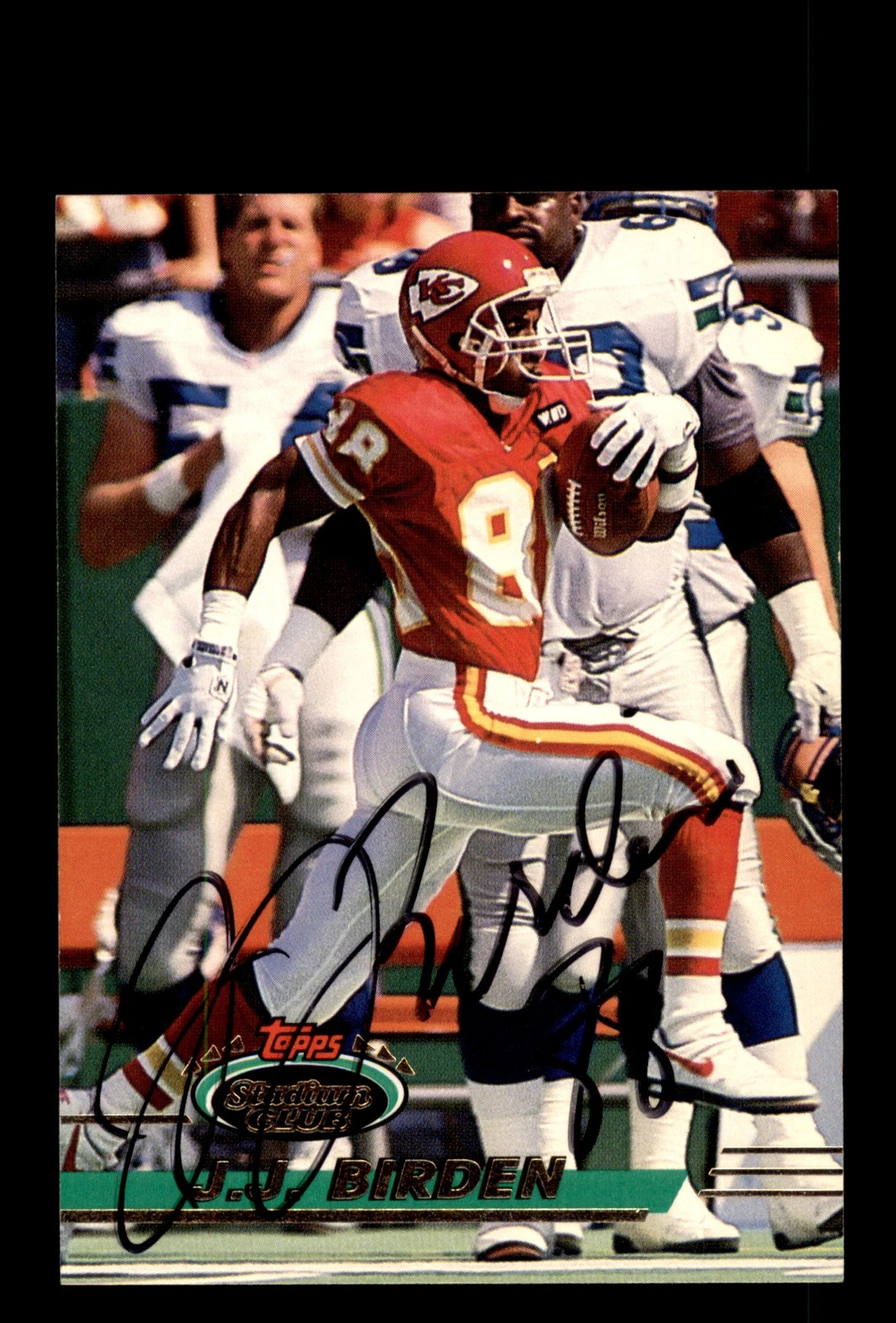 Signed Football Card Auto J.J. Birden 1993 Stadium Club #289 Kansas City Chiefs
