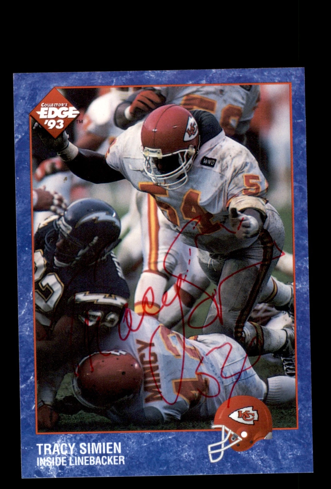 Signed Football Card Auto Tracy Simien 1993 Collector's Edge #105 Chiefs