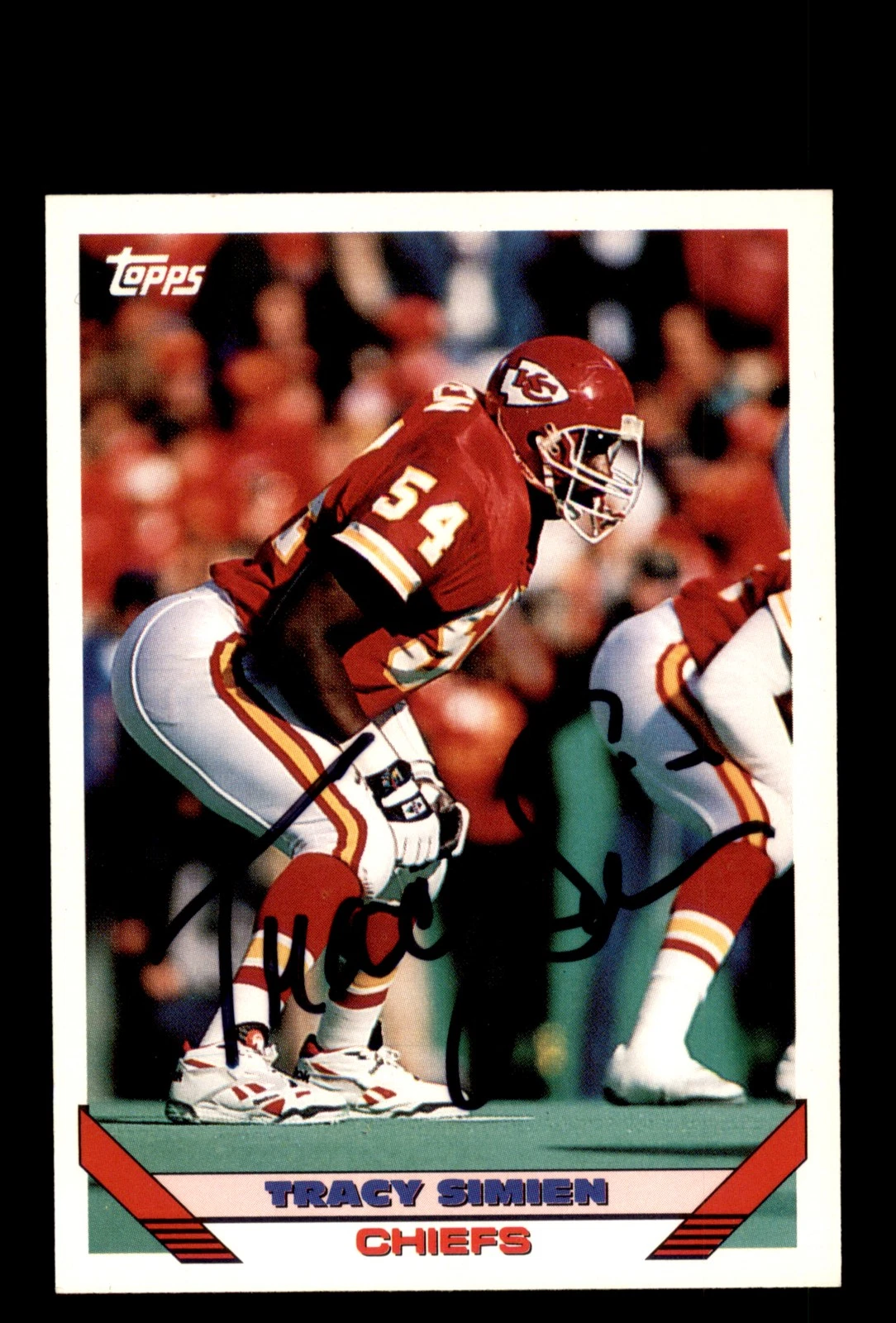 Signed Football Card Auto Tracy Simien 1993 Topps #44 Kansas City Chiefs