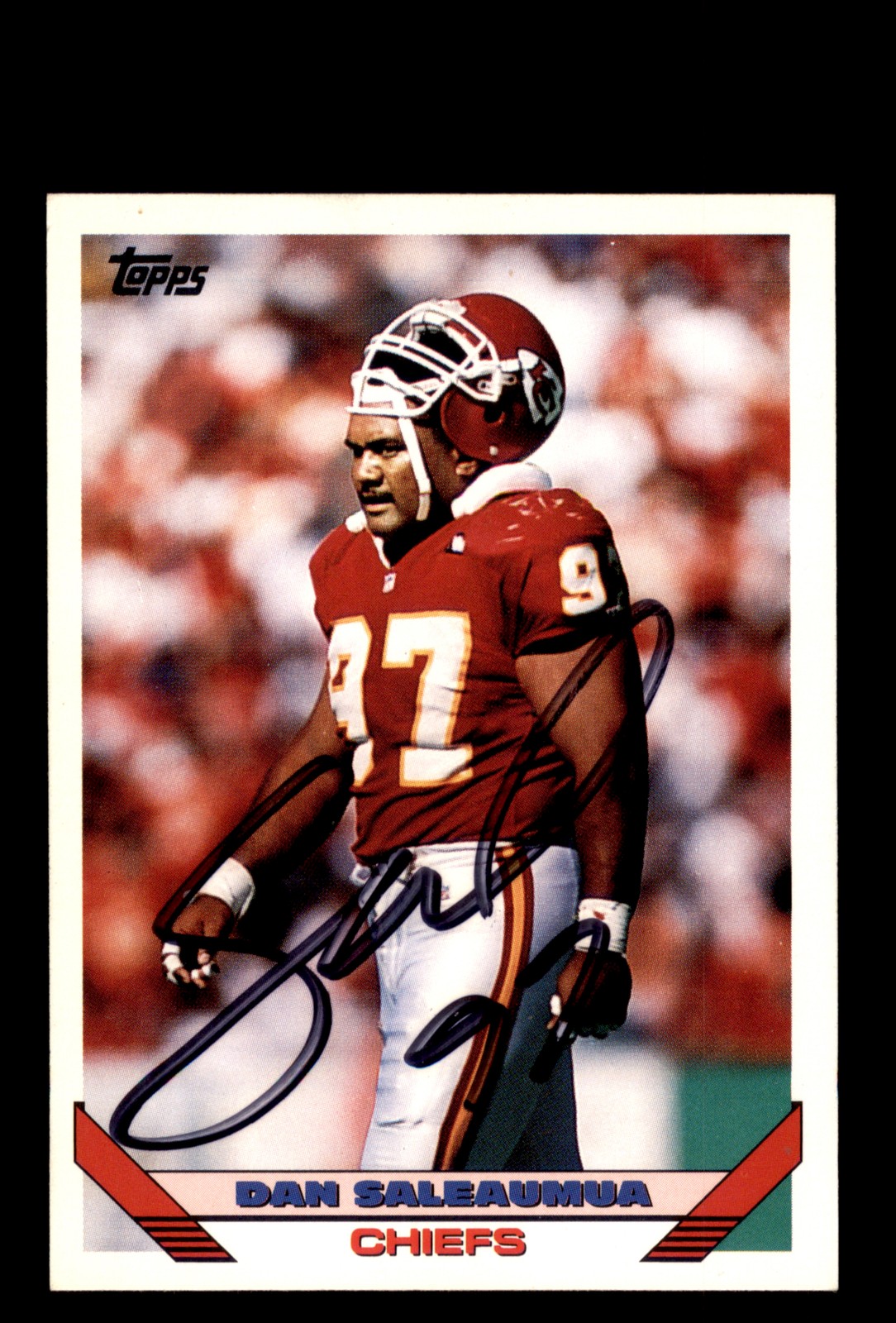 Signed Football Card Auto Dan Saleaumua 1993 Topps #282 Kansas City Chiefs