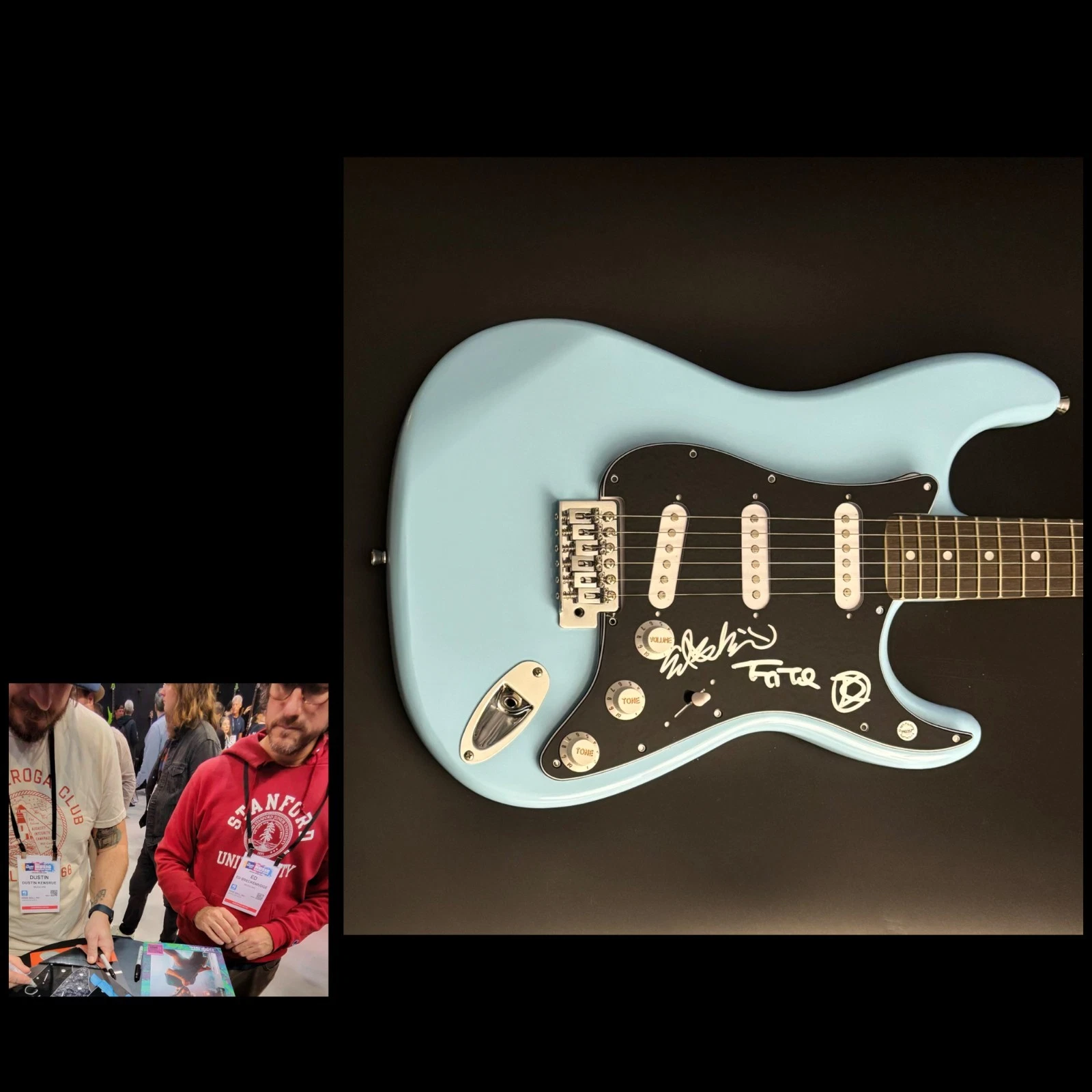 GFA  Dustin Kensure x3 Band  * THRICE *  Signed Electric Guitar PROOF COA