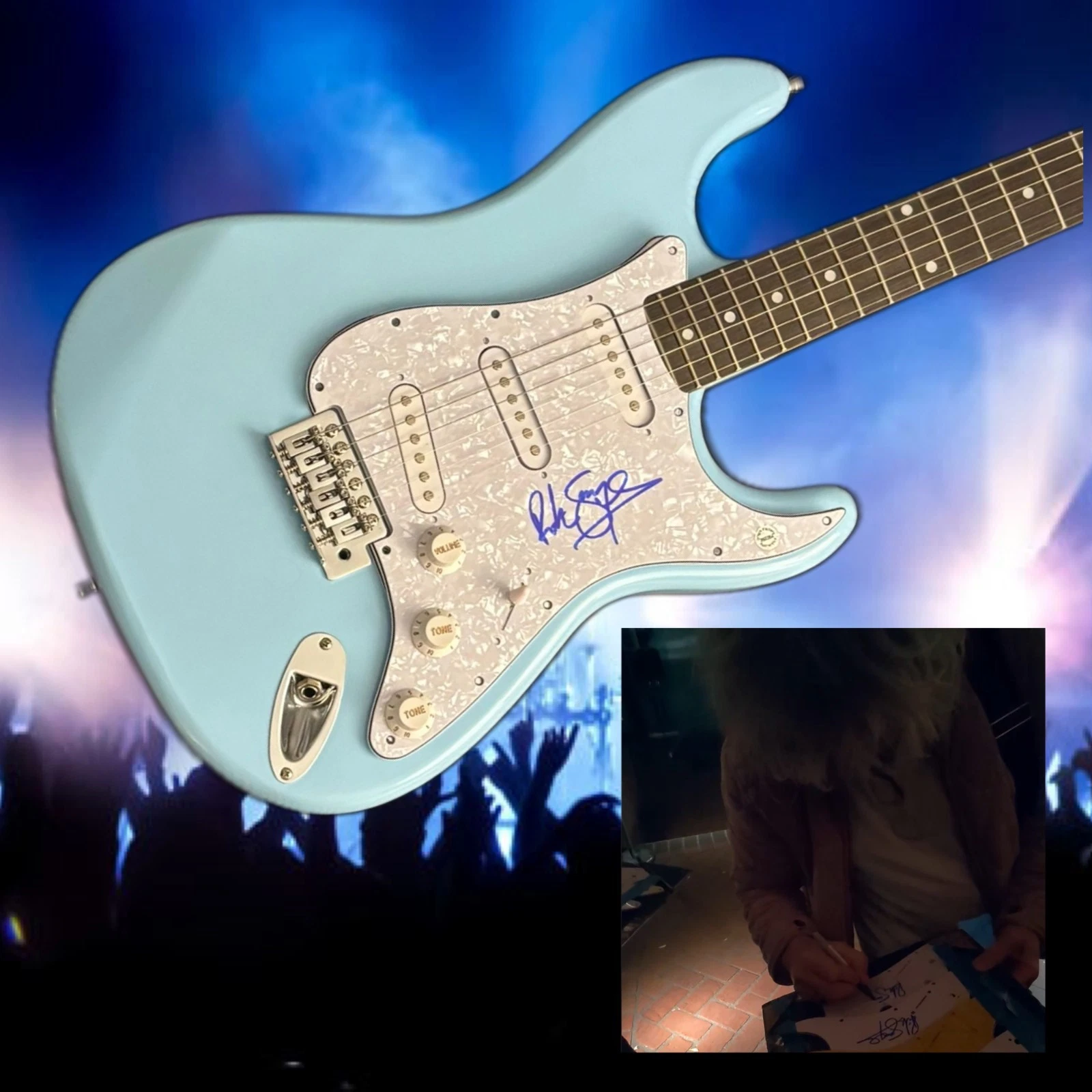 GFA Def Leppard Bassist  * RICK SAVAGE *  Signed Electric Guitar PROOF COA