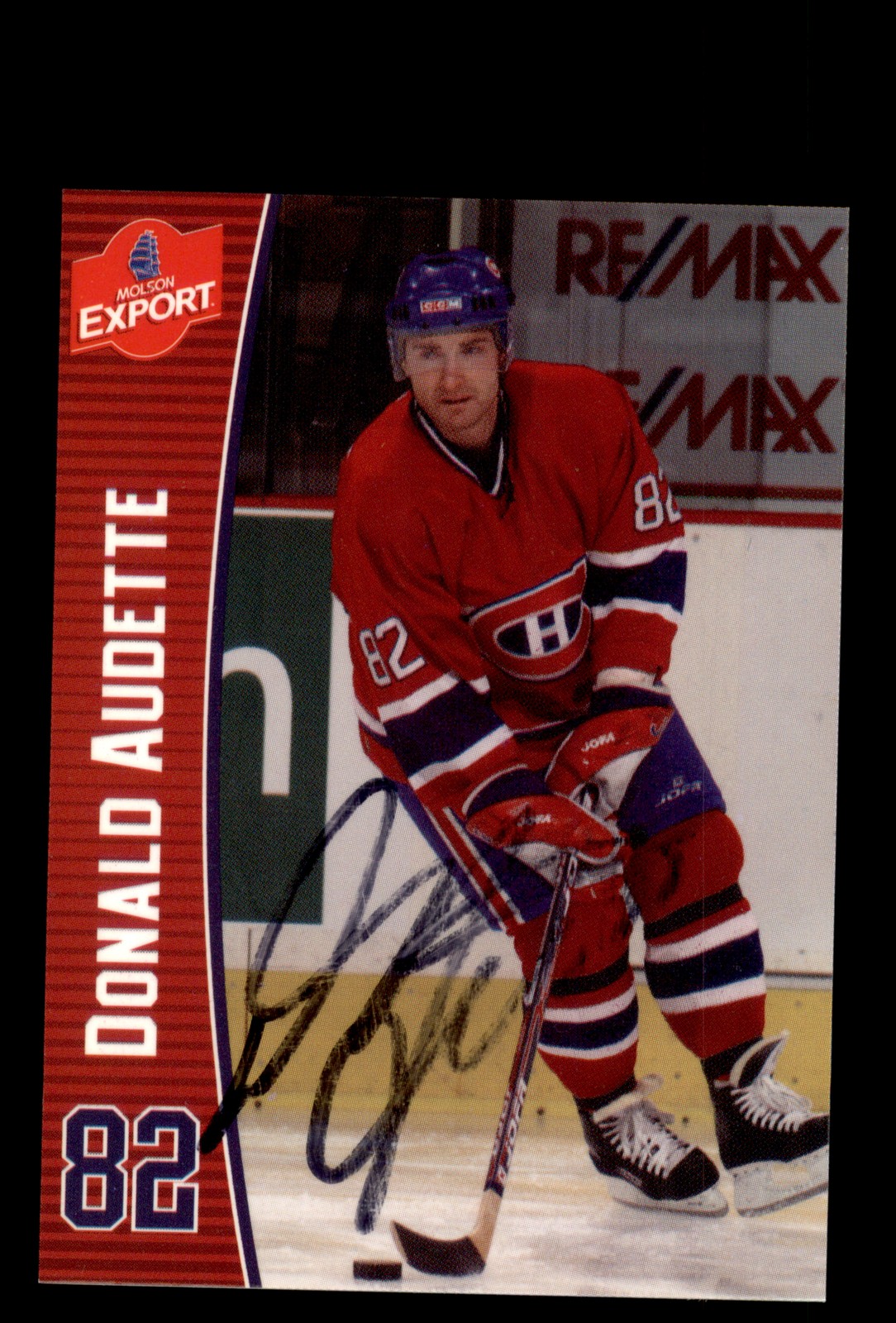 Signed Hockey Card Auto Donald Audette Molson Export Montreal Canadiens Alumni