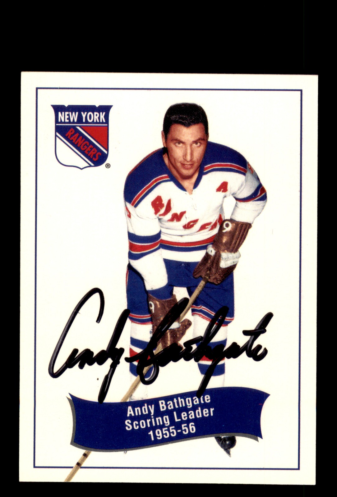 Signed Hockey Card Auto Andy Bathgate 1994 Parkhurst Missing Link 1956-57 #173