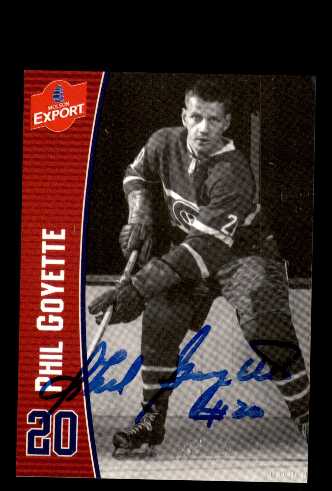Signed Hockey Card Auto Phil Goyette 2009 Molson Export Montreal Canadiens