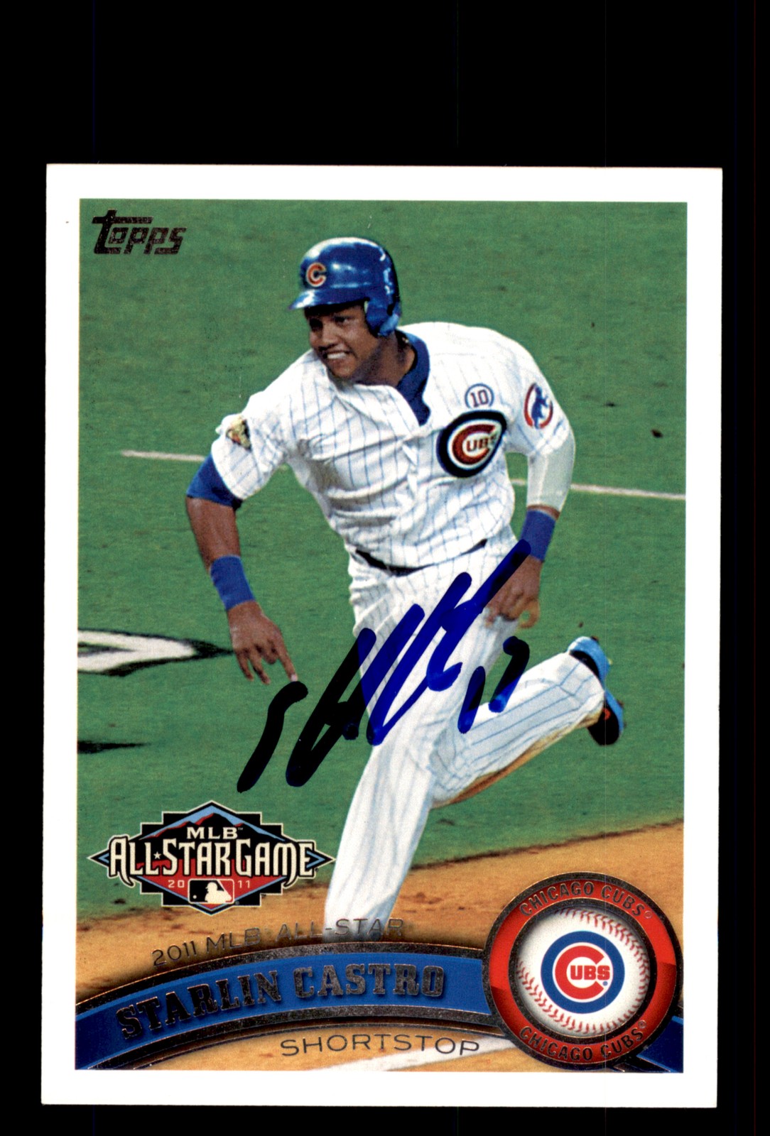 Signed Baseball Card Auto 2011 Topps #US249 Starlin Castro Chicago Cubs