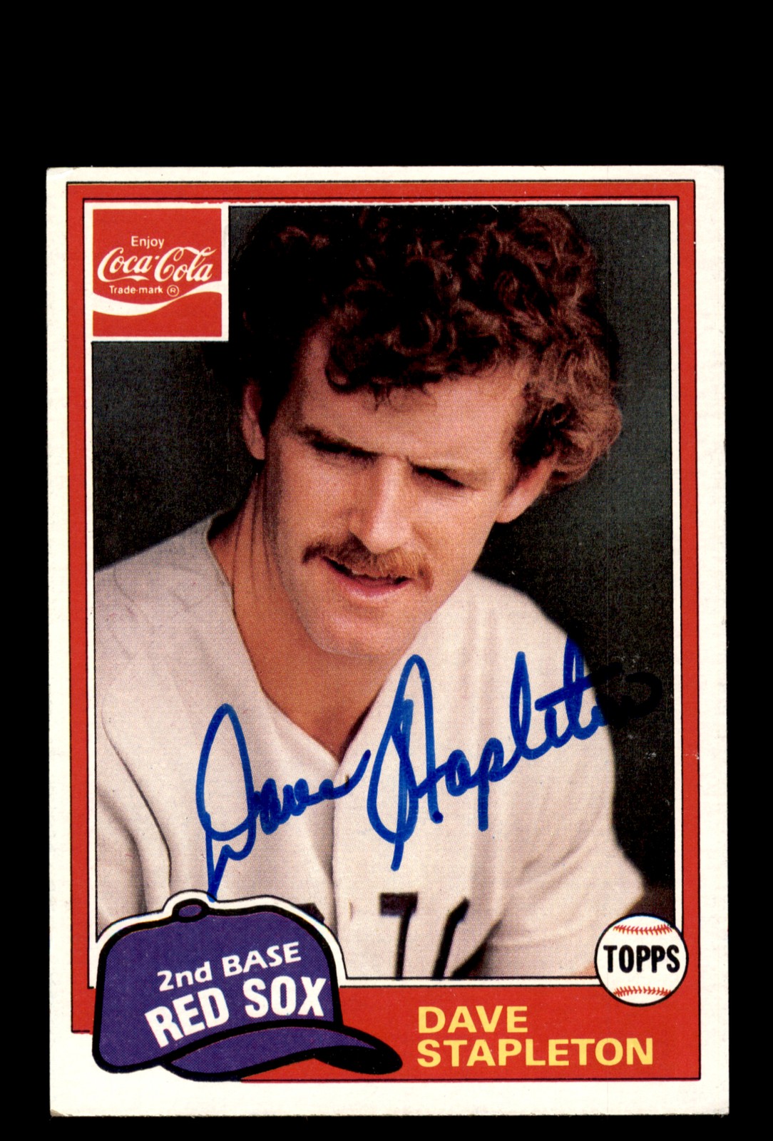 Signed Baseball Card Auto Dave Stapleton 1981 Topps Coca-Cola Boston Red Sox #10