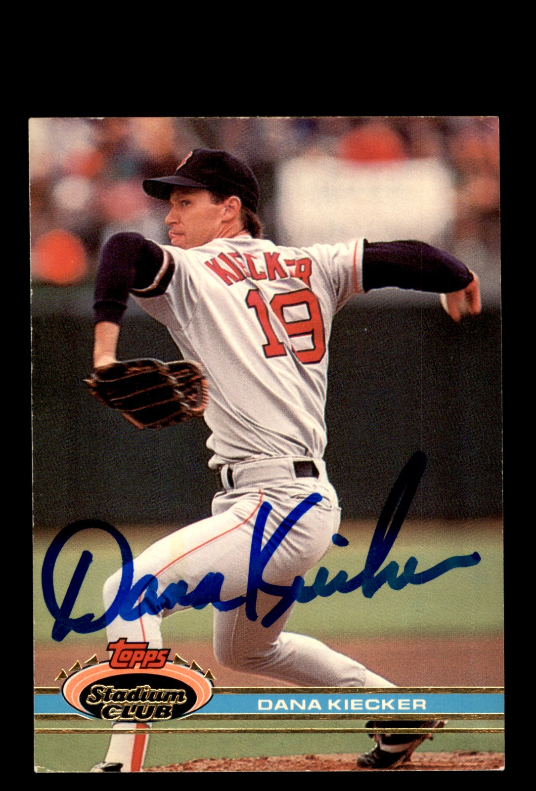 Signed Baseball Card Auto Dana Kiecker 1991 Stadium Club #140 Boston Red Sox