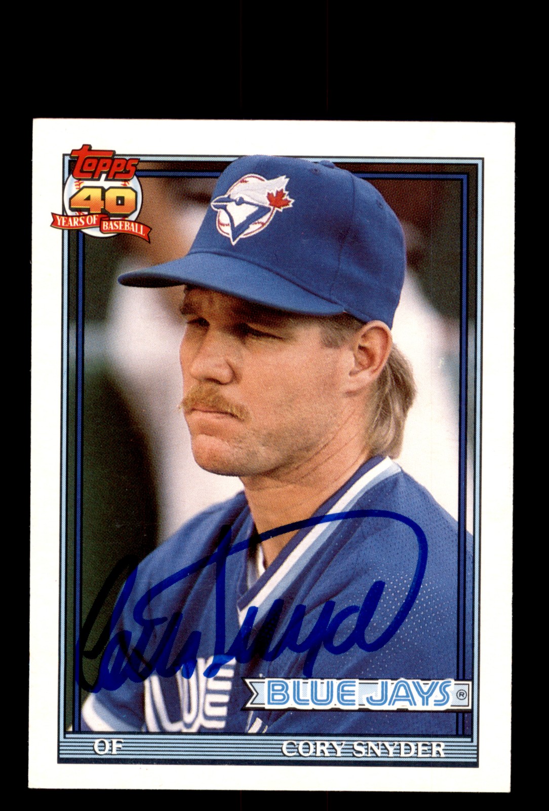 Signed Baseball Card Auto Cory Snyder 1991 Topps Traded #111T Toronto Blue Jays