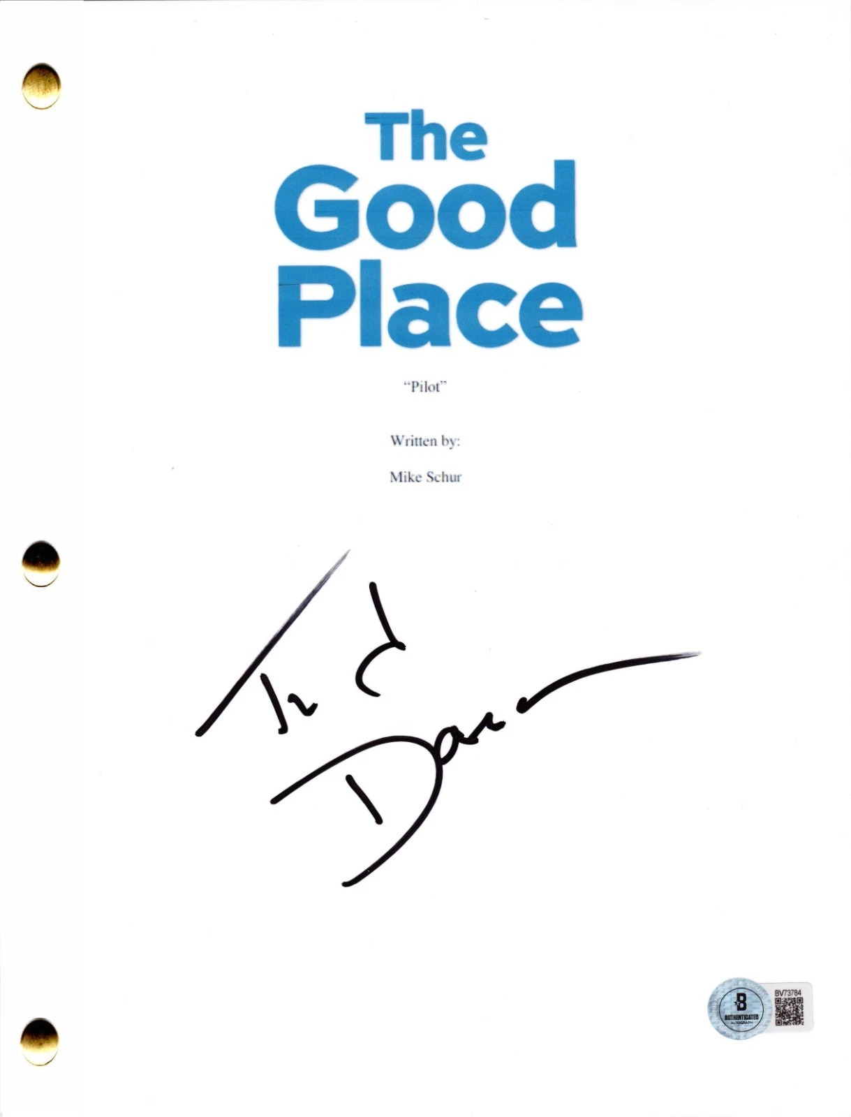 Ted Danson Signed The Good Place Pilot Script Authentic Autograph Beckett