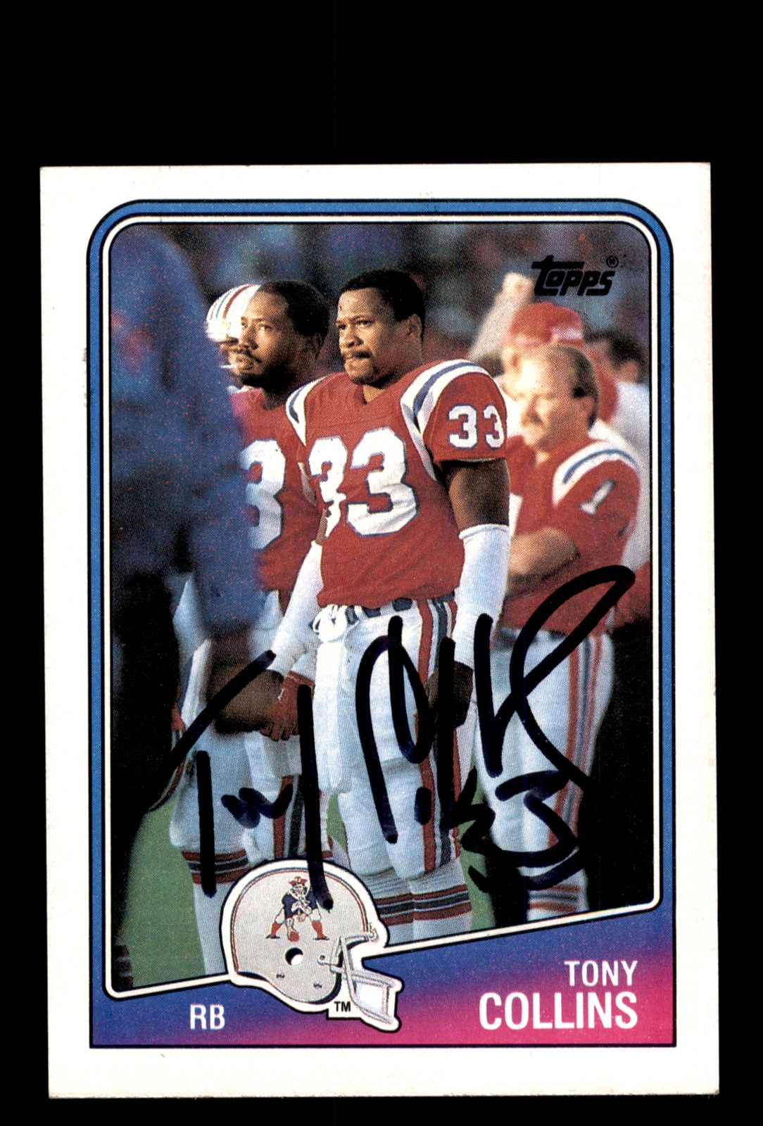 Signed Football Card Auto Tony Collins 1988 Topps #178 New England Patriots