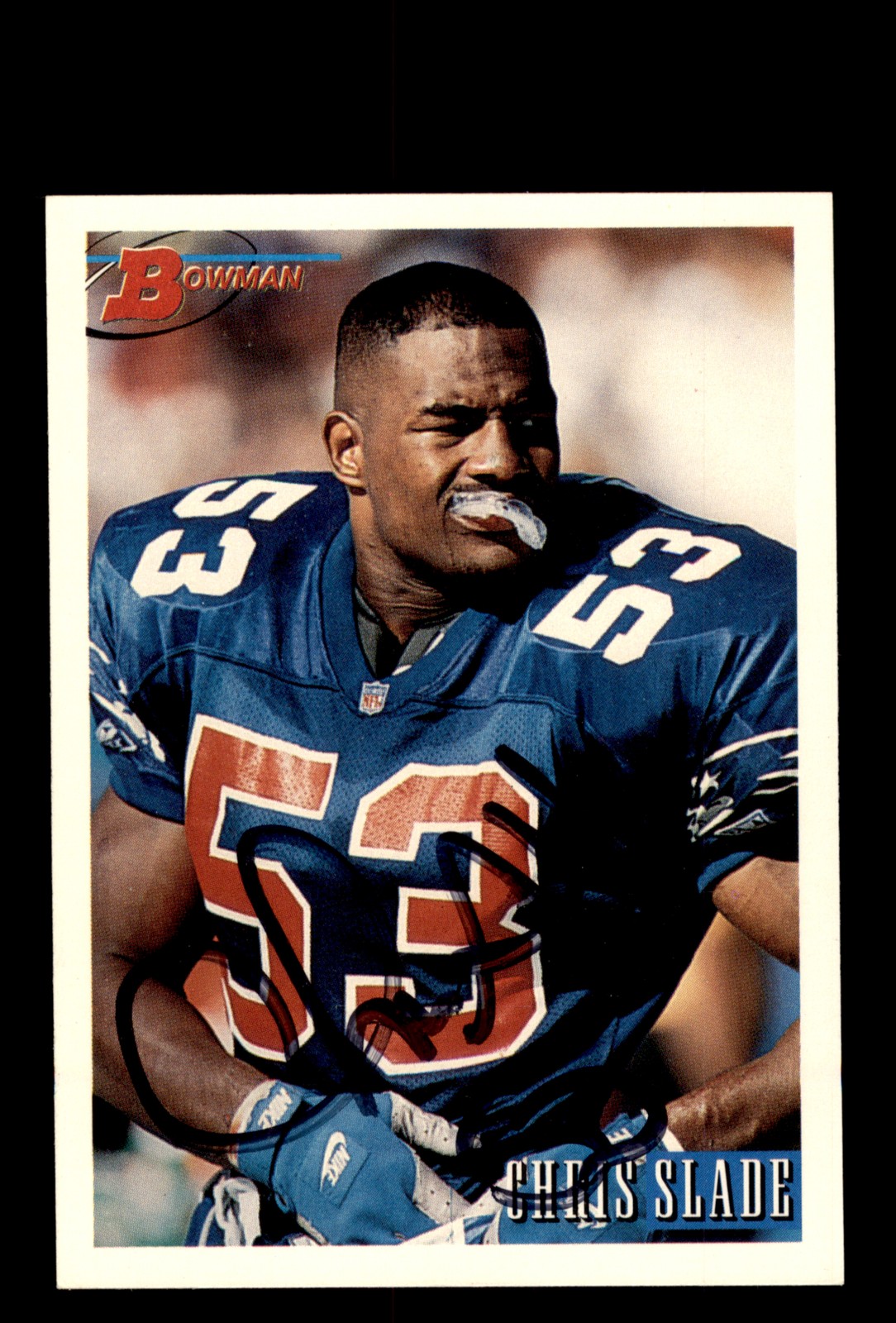 Signed Football Card Auto Chris Slade 1993 Bowman #391 New England Patriots