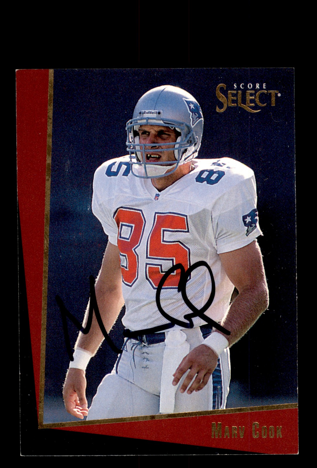Signed Football Card Auto Marv Cook 1993 Select #108 New England Patriots