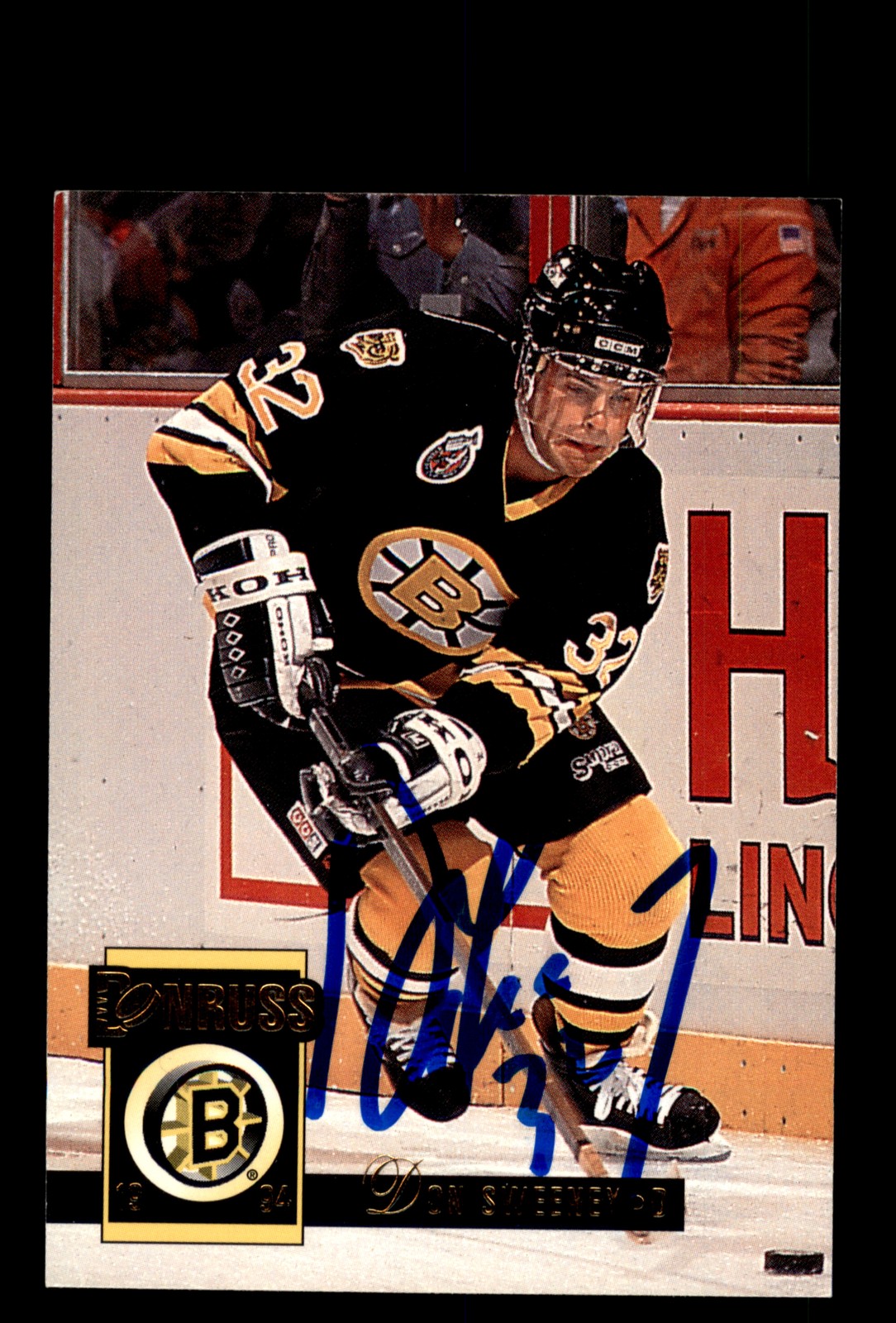Signed Hockey Card Auto Don Sweeney 1993-94 Donruss #21 Boston Bruins