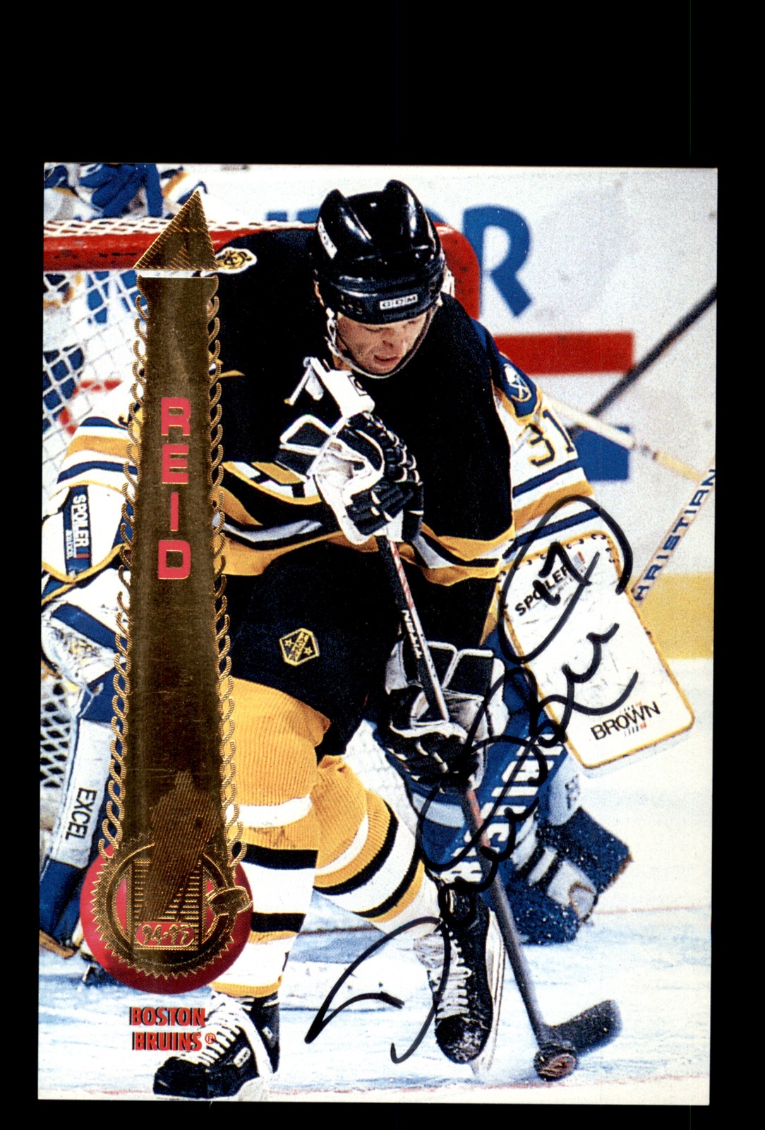 Signed Hockey Card Auto Dave Reid 1994-95 Pinnacle #234 Boston Bruins