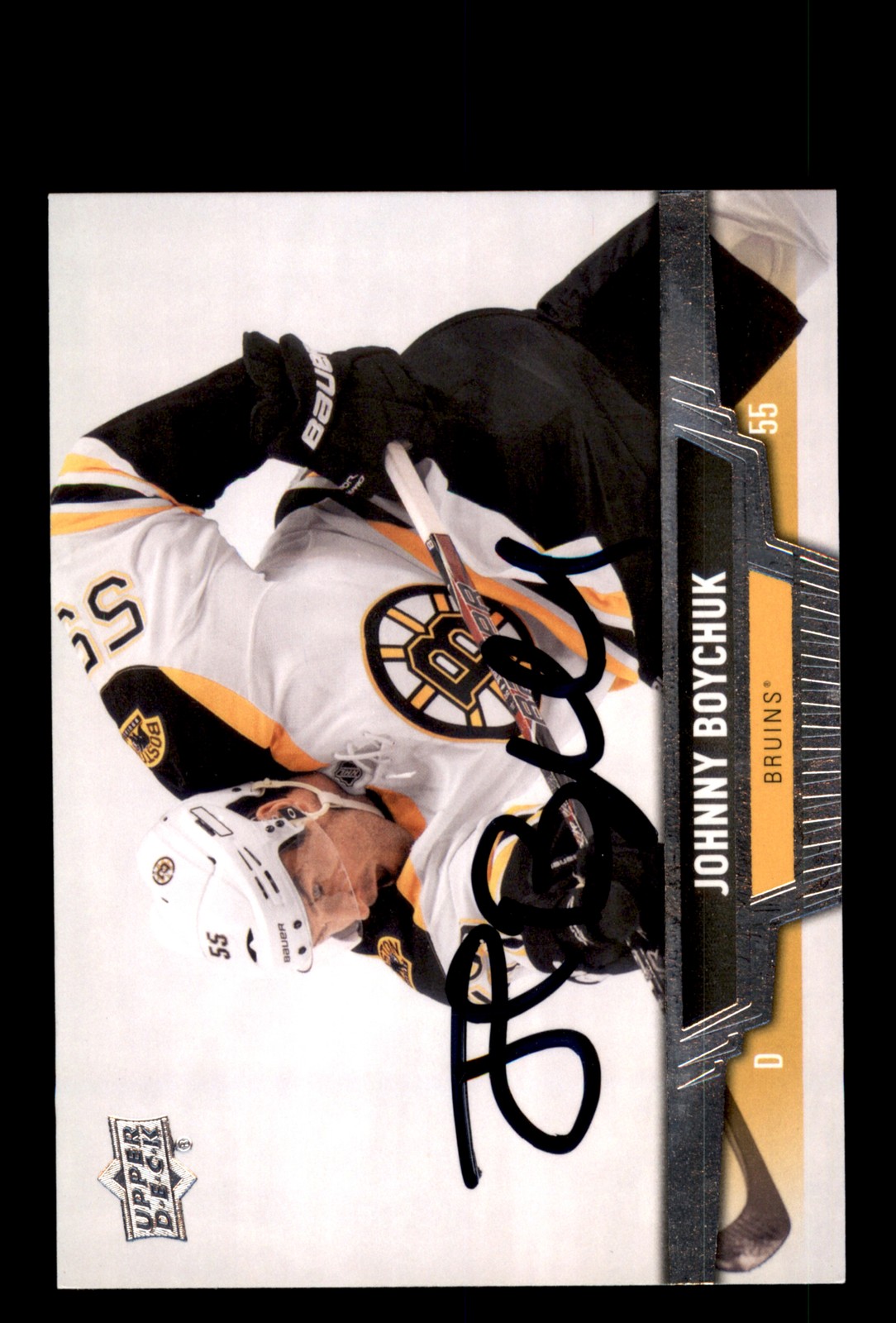 Signed Hockey Card Auto Johnny Boychuk 2013-14 Upper Deck #2 Boston Bruins