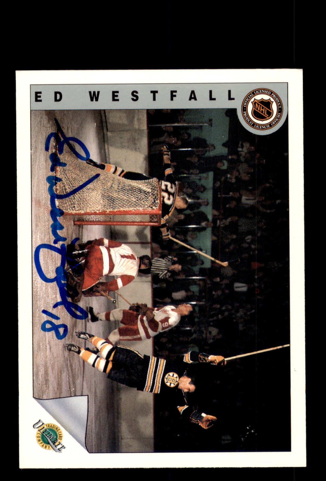 Signed Hockey Card Auto Ed Westfall 1991-92 Ultimate Original 6 #56 Bruins