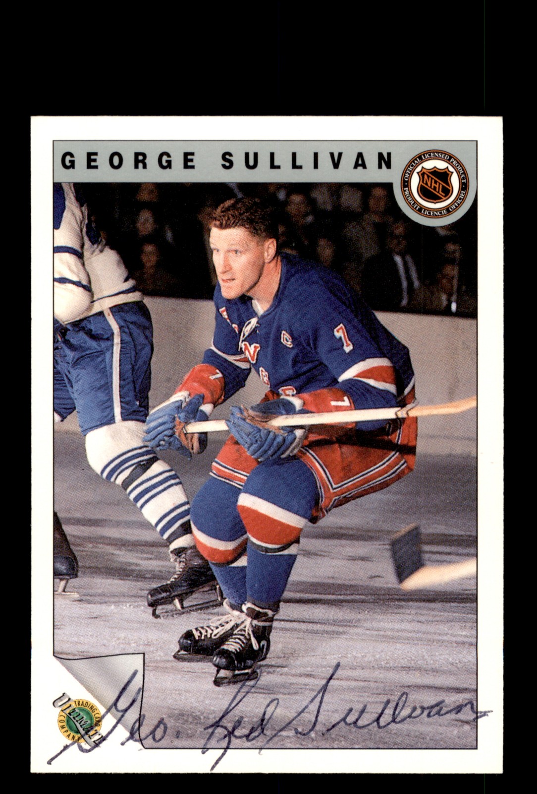 Signed Hockey Card Auto George Sullivan 1991-92 Ultimate Original 6 #29 Rangers