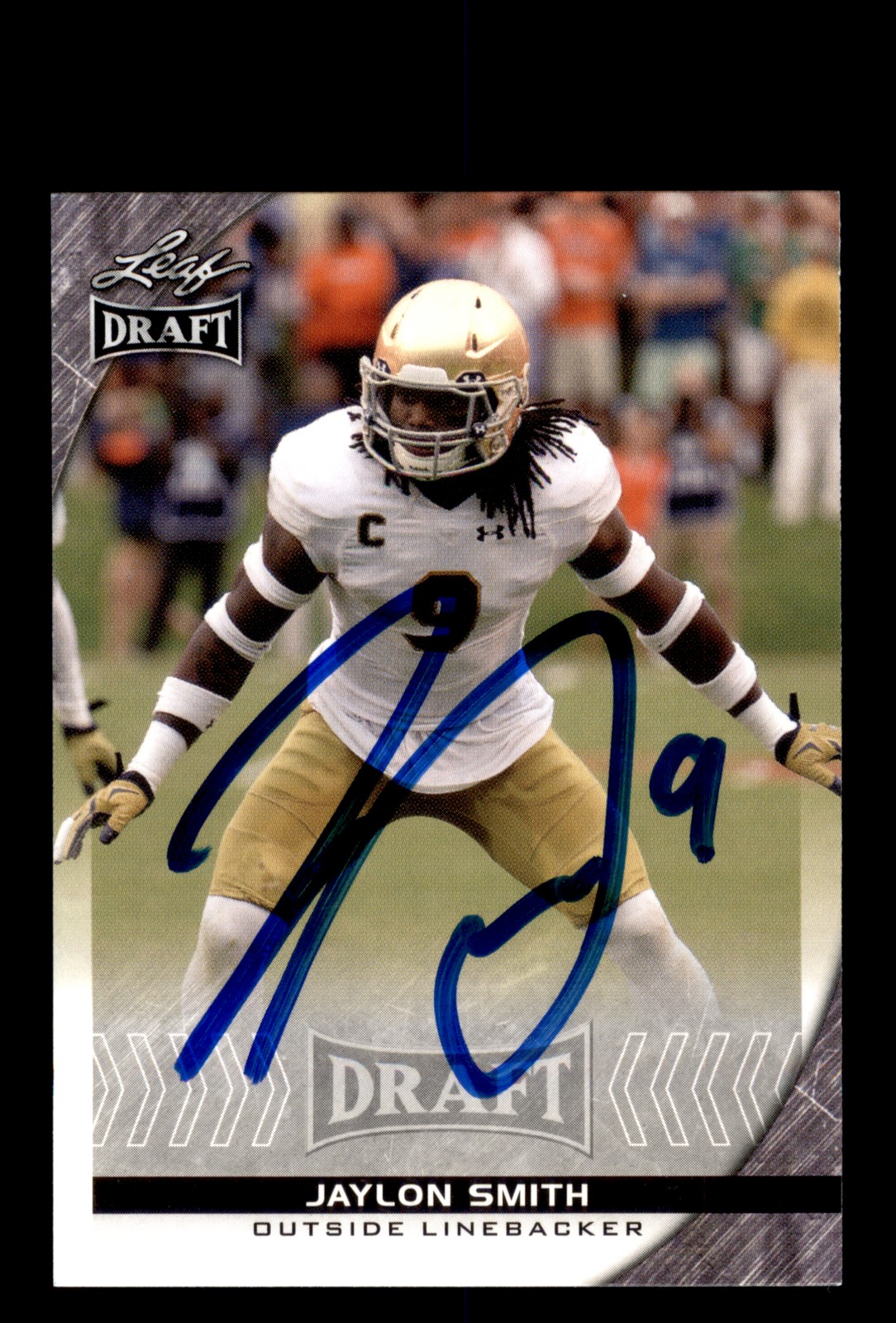 Signed Football Card Auto Jaylon Smith 2016 Leaf Draft #37 Notre Dame