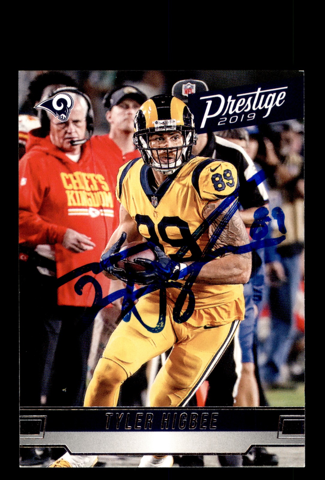 Signed Football Card Auto Tyler Higbee 2019 Panini Prestige #118 Rams