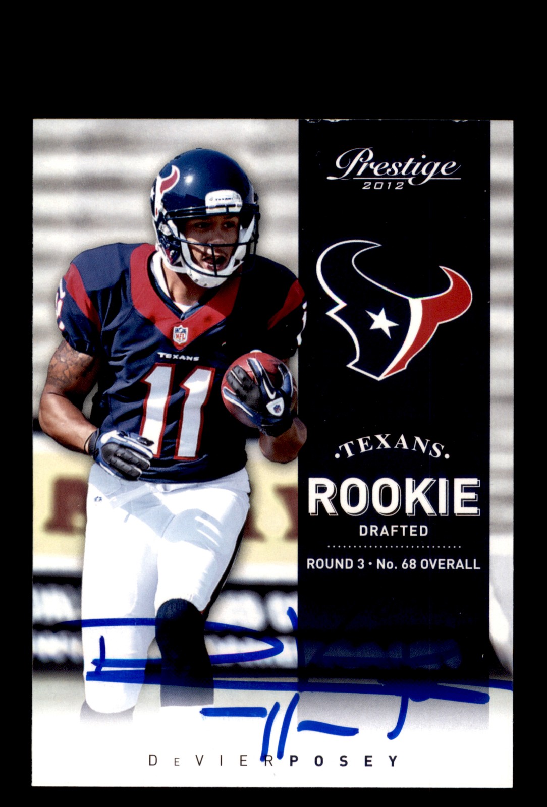 Signed Football Card Auto DeVier Posey 2012 Panini Prestige #285 Houston Texans