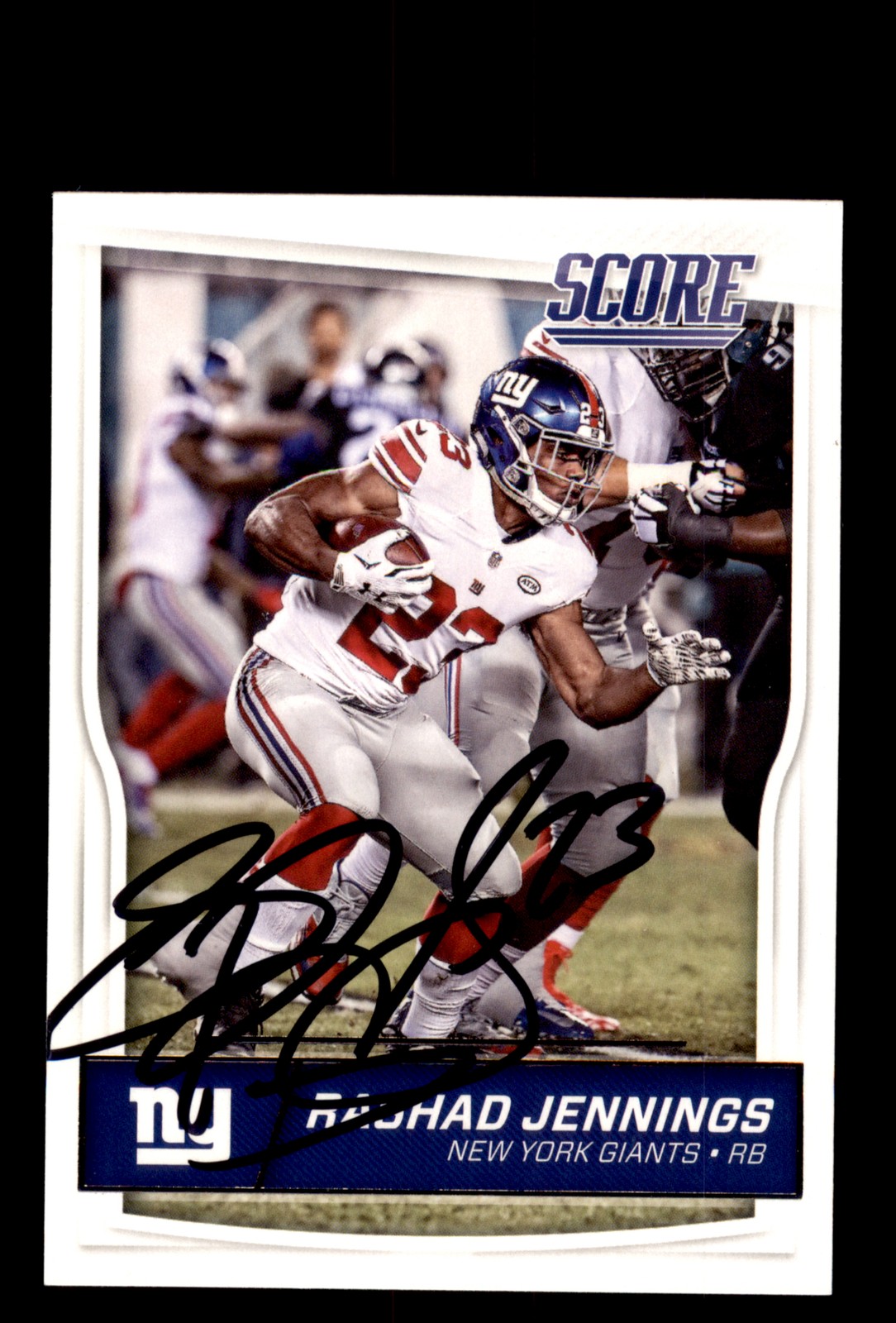 Signed Football Card Auto Rashad Jennings 2016 Score #210 New York Giants