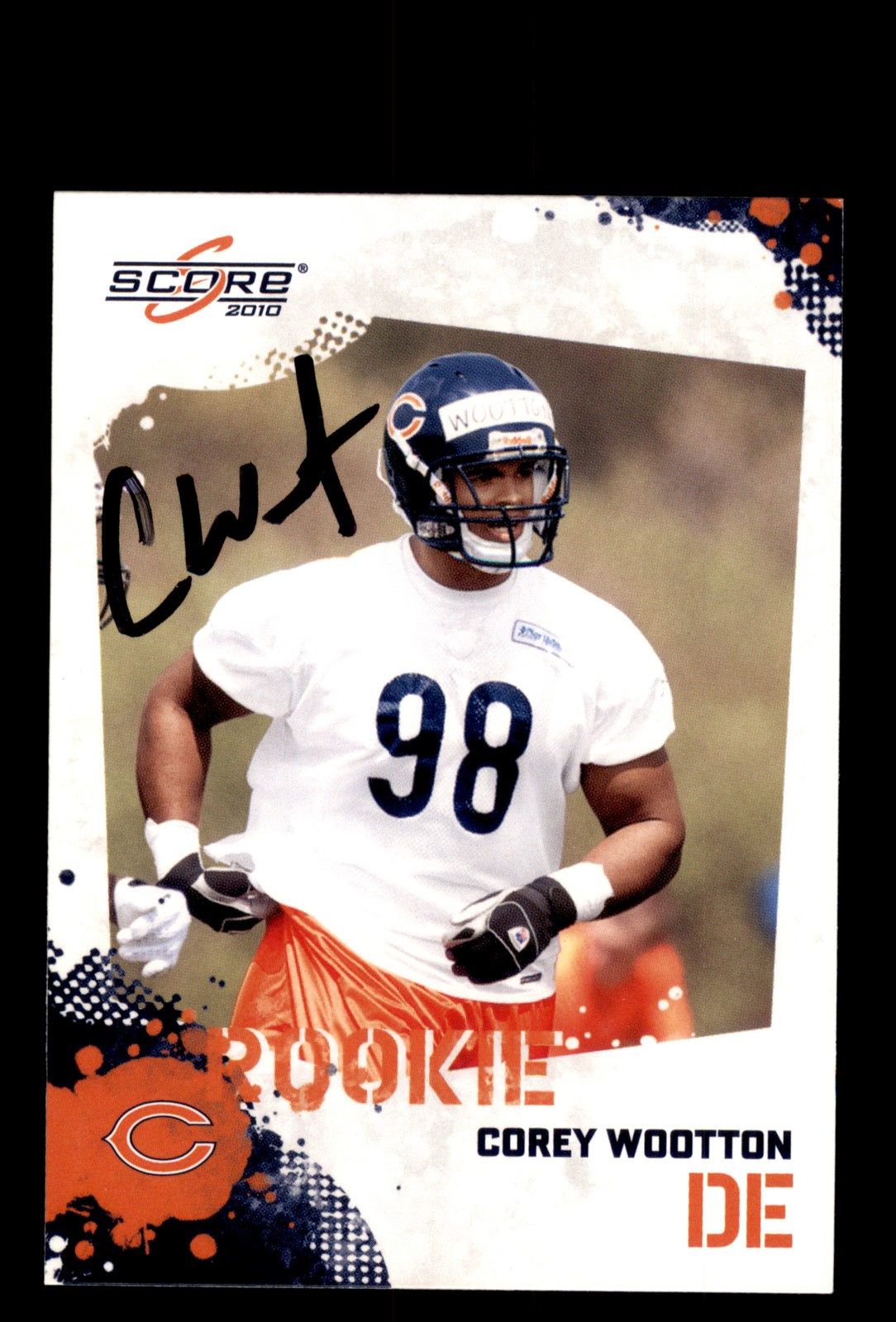 Signed Football Card Auto Corey Wootton 2010 Score #324 Chicago Bears