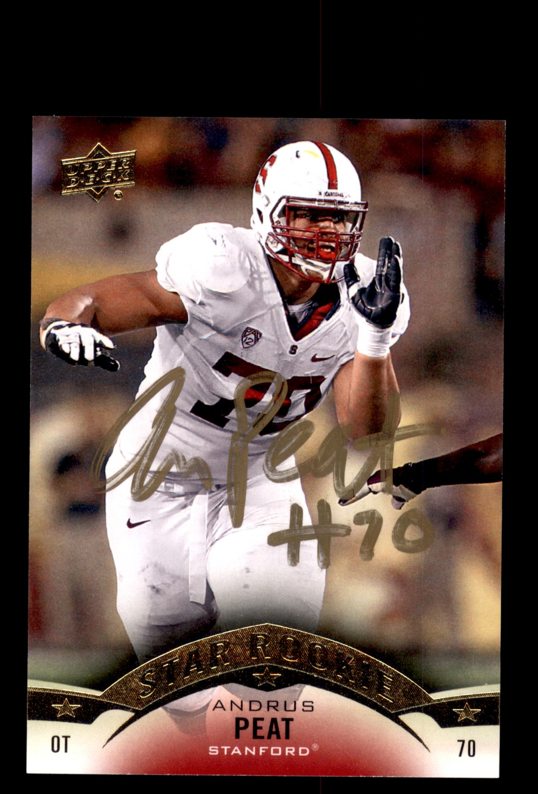 Signed Football Card Auto Andrus Peat 2015 Upper Deck #76 Stanford Cardinal