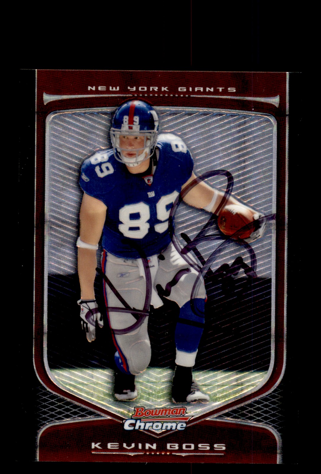 Signed Football Card Auto Kevin Boss 2009 Bowman Chrome #53 New York Giants