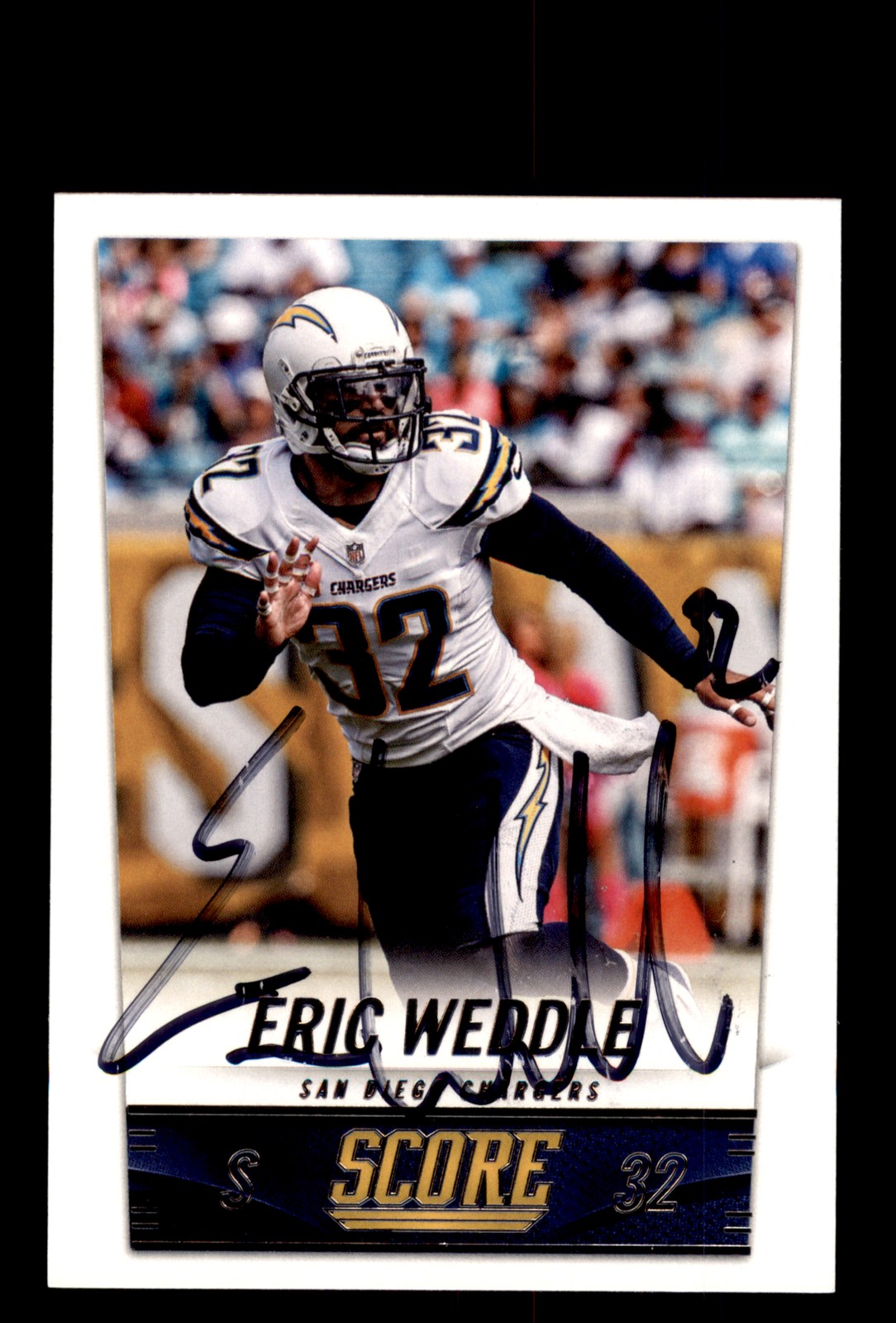 Signed Football Card Auto Eric Weddle 2014 Score #184 San Diego Chargers