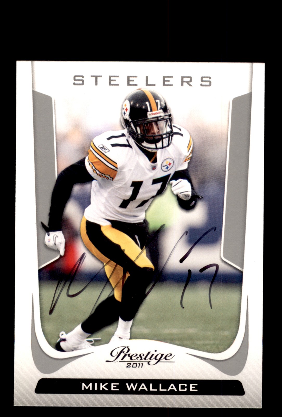 Signed Football Card Auto Mike Wallace 2011 Panini Prestige #158 Steelers