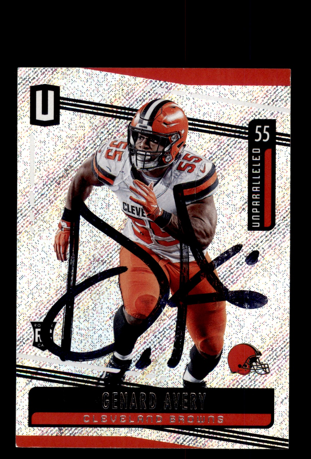Signed Football Card Auto Genard Avery 2019 Panini Unparalleled #51 Browns