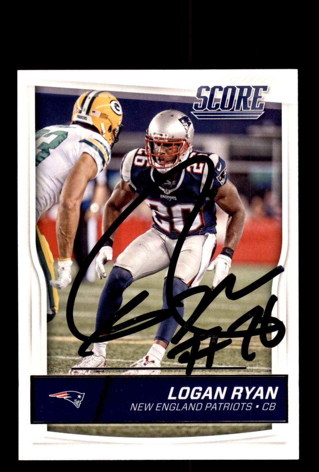 Signed Football Card Auto Logan Ryan 2016 Score #198 New England Patriots