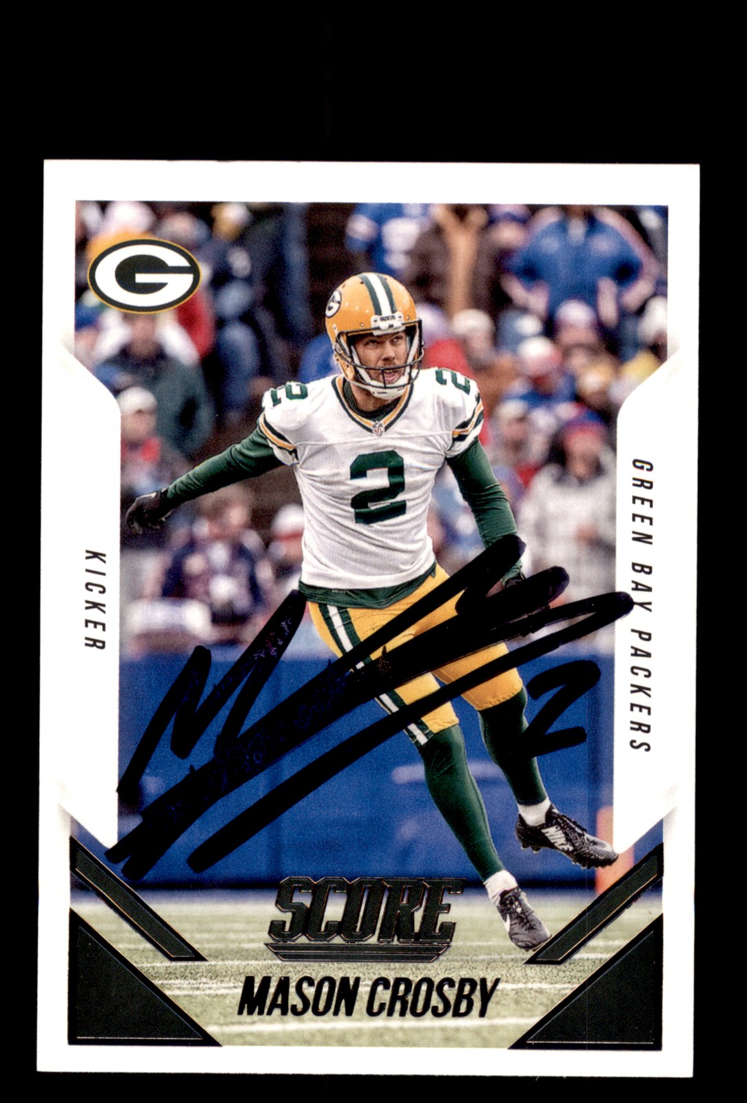 Signed Football Card Auto Mason Crosby 2015 Score #329 Green Bay Packers