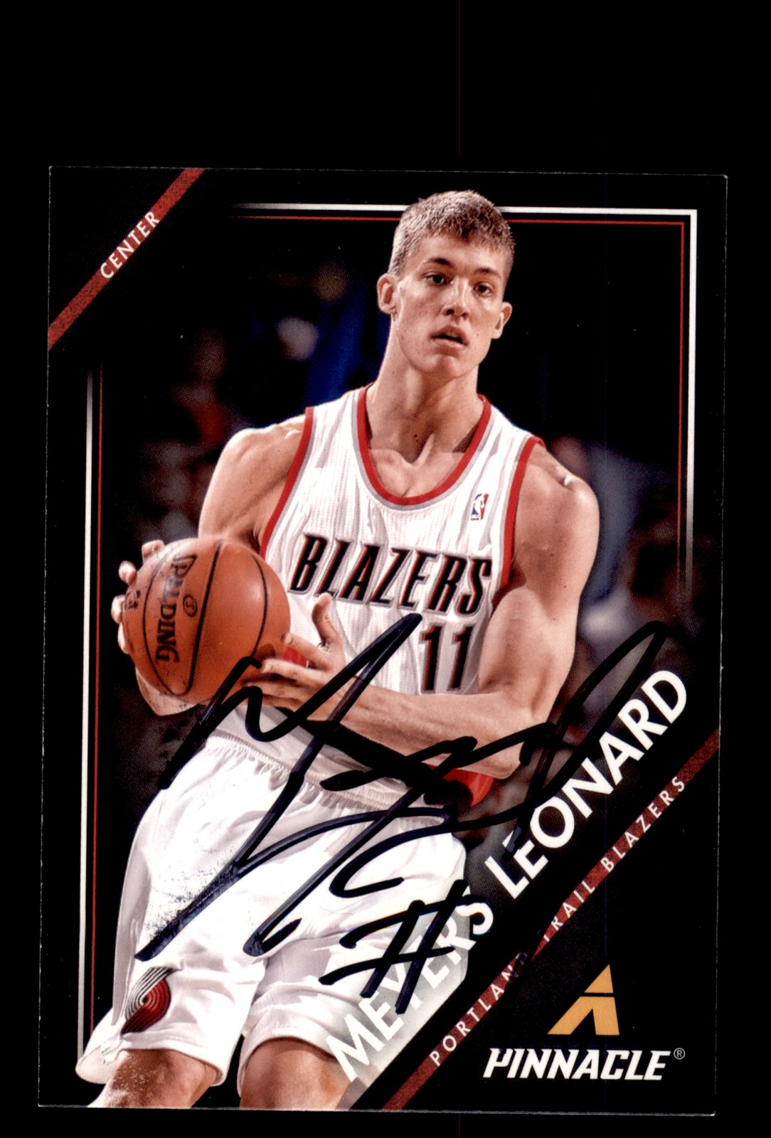 Signed Basketball Card Auto Meyers Leonard 2013-14 Pinnacle #195 Trail Blazers