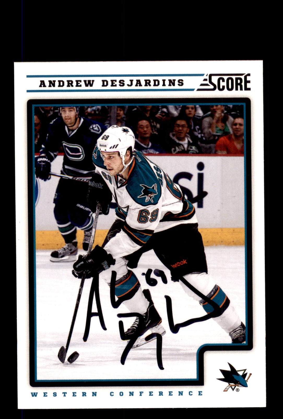 Signed Hockey Card Auto Andrew Desjardins 2012-13 Score #399 San Jose Sharks