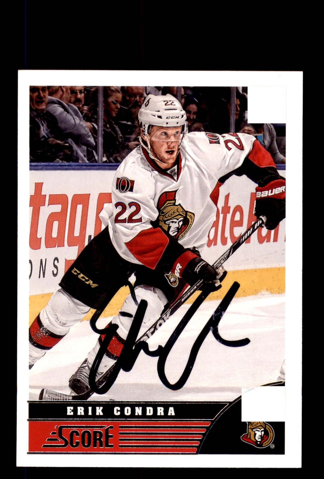 Signed Hockey Card Auto Erik Condra 2013-14 Score #355 Ottawa Senators
