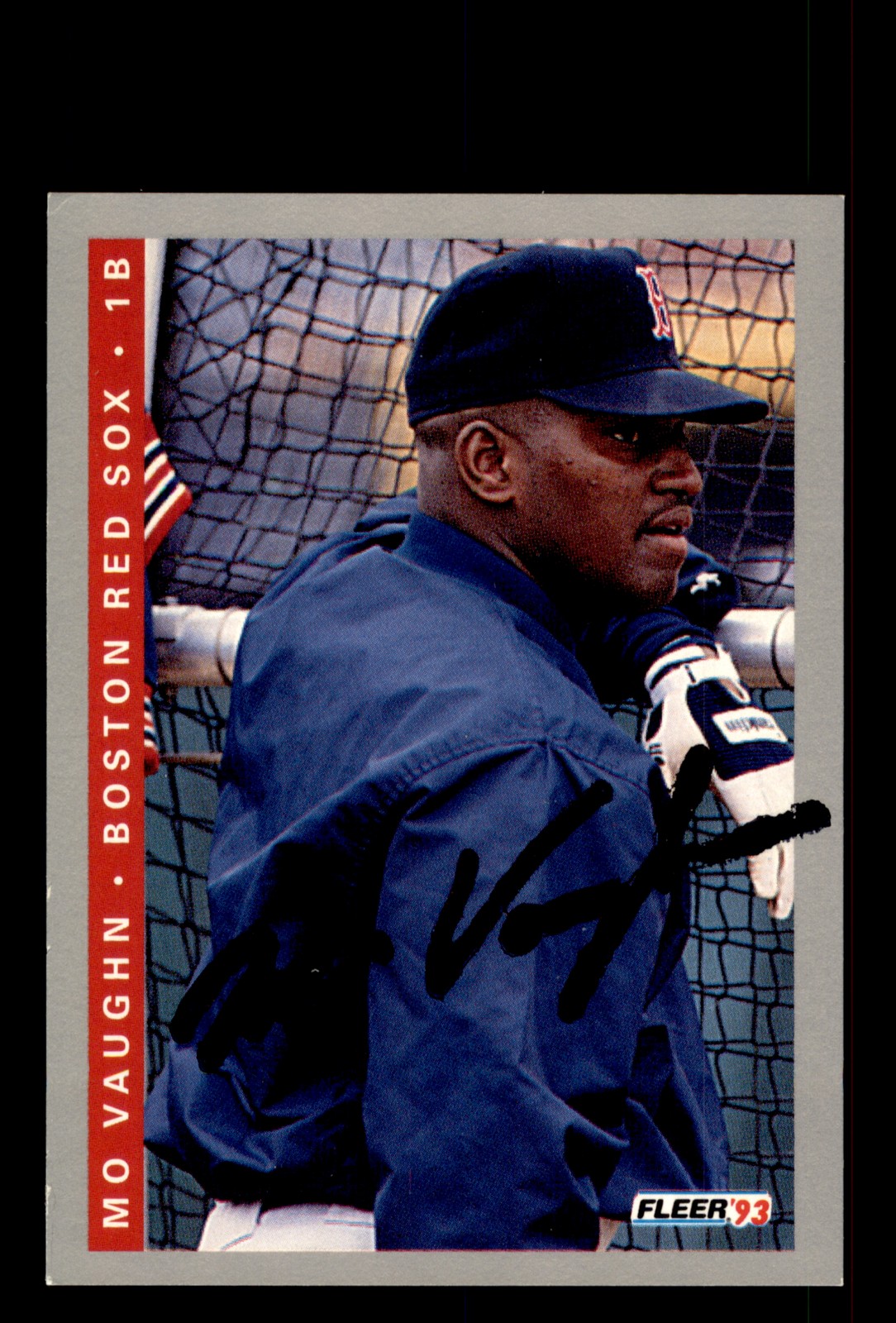 Signed Baseball Card Auto Mo Vaughn 1993 Fleer #184 Boston Red Sox