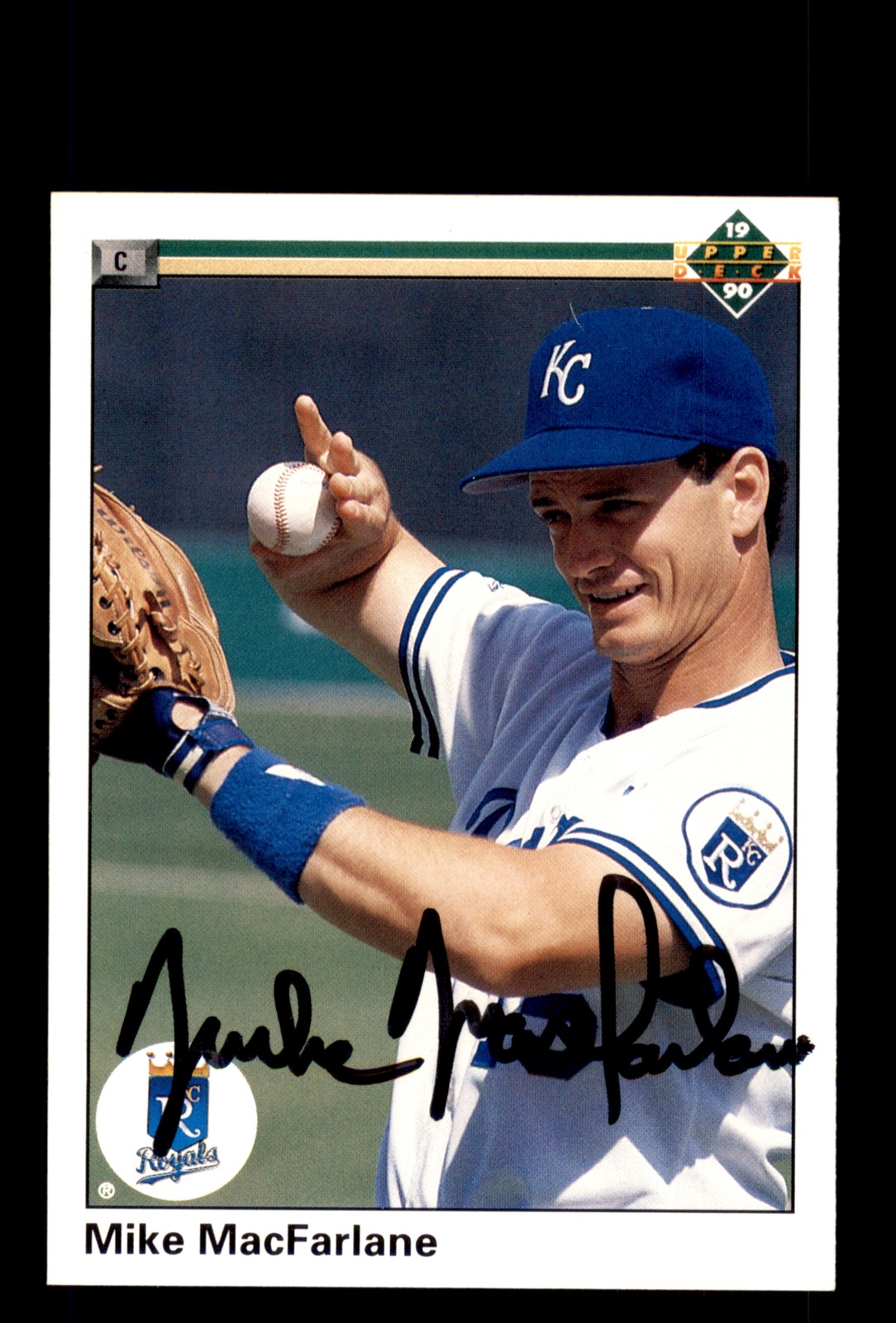 Signed Baseball Card Auto Mike Macfarlane 1990 Upper Deck #307 Royals