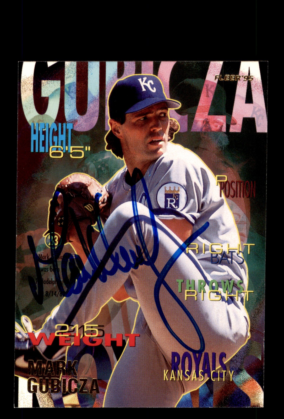Signed Baseball Card Auto Mark Gubicza 1995 Fleer #159 Kansas City Royals
