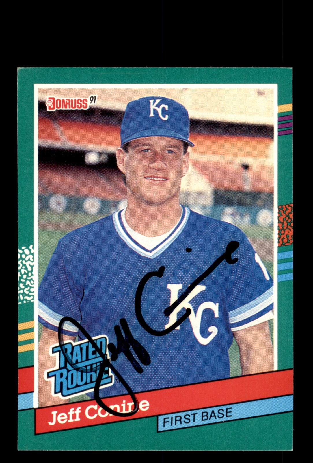 Signed Baseball Card Auto Jeff Conine 1991 Donruss #427 Kansas City Royals