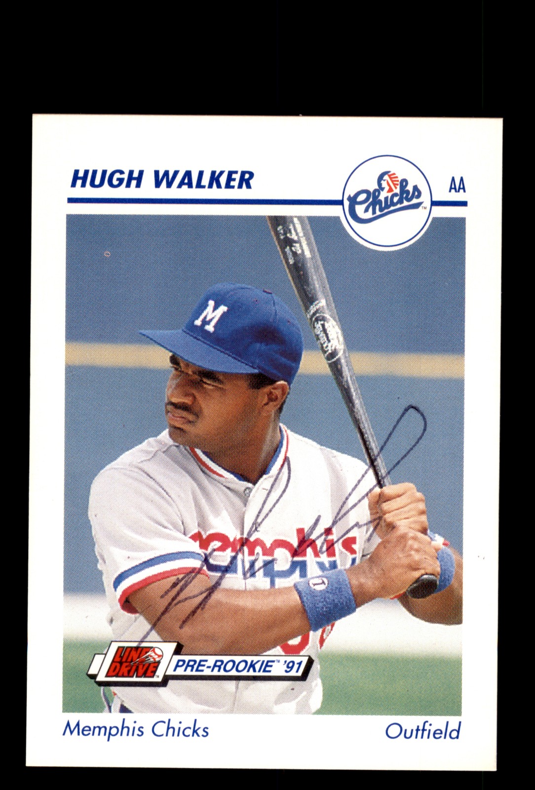 Signed Baseball Card Auto Hugh Walker 1991 Line Drive AA #422 Memphis Chicks