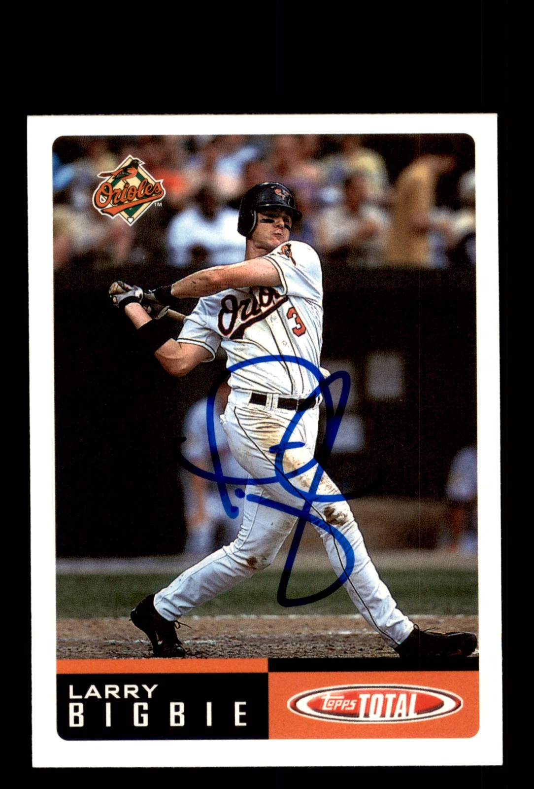 Signed Baseball Card Auto Larry Bigbie 2002 Topps Total #13 Baltimore Orioles