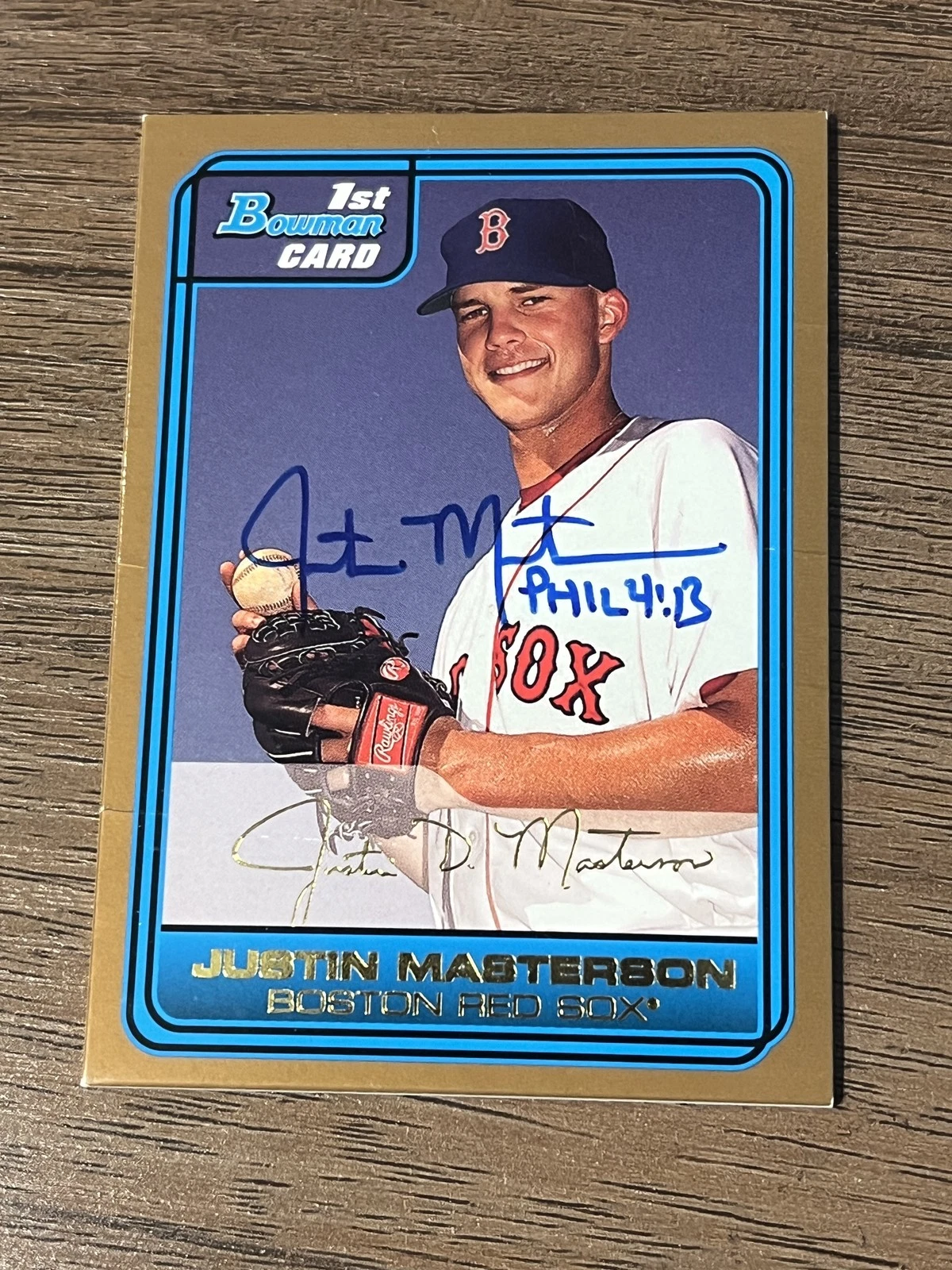 Signed Baseball Card Auto Justin Masterson 2006 Bowman Gold #DP12 Red Sox
