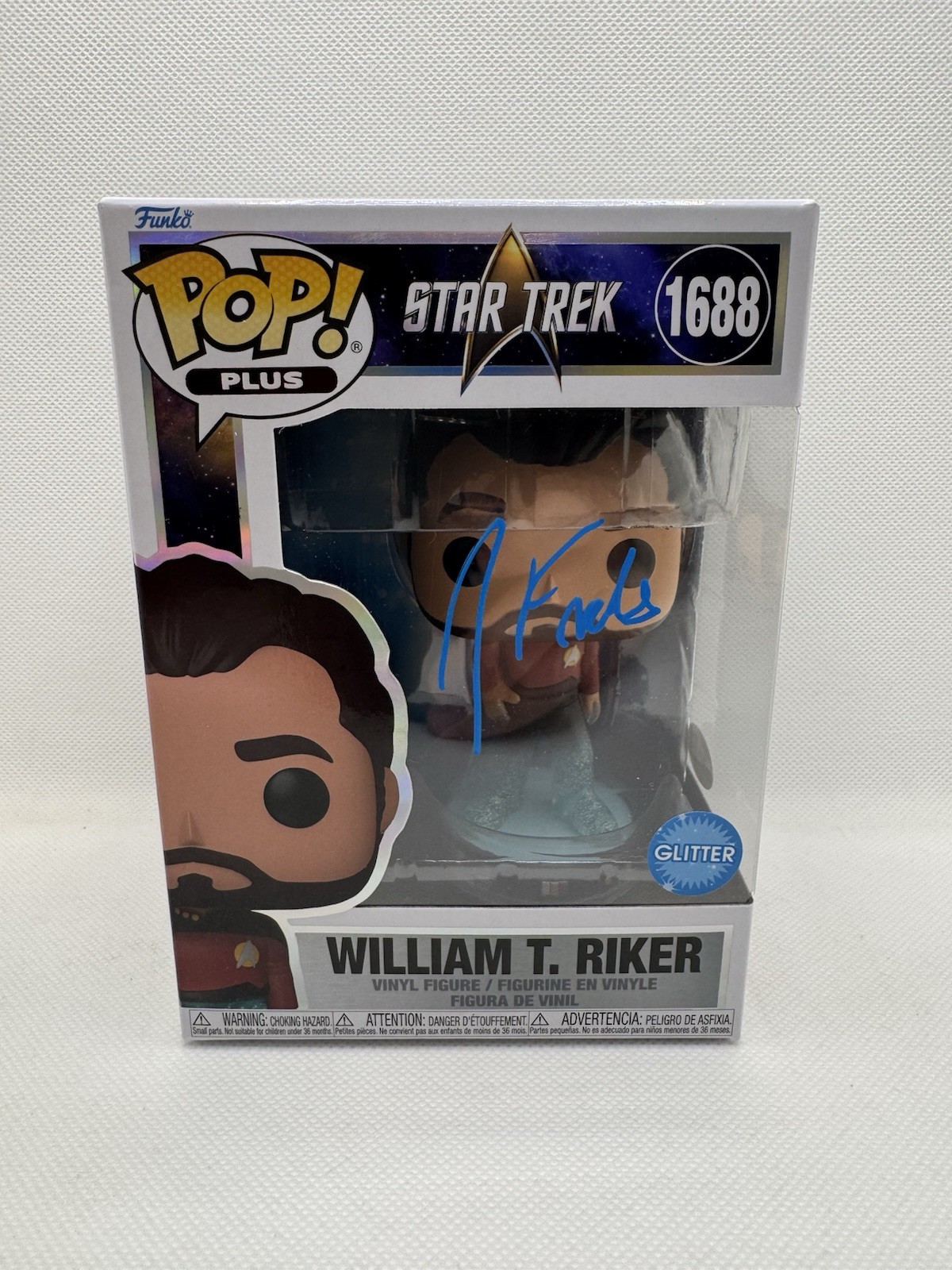 Jonathan Frakes Signed Funko 1688 Star Trek William T. Riker GLITTER JSA COA