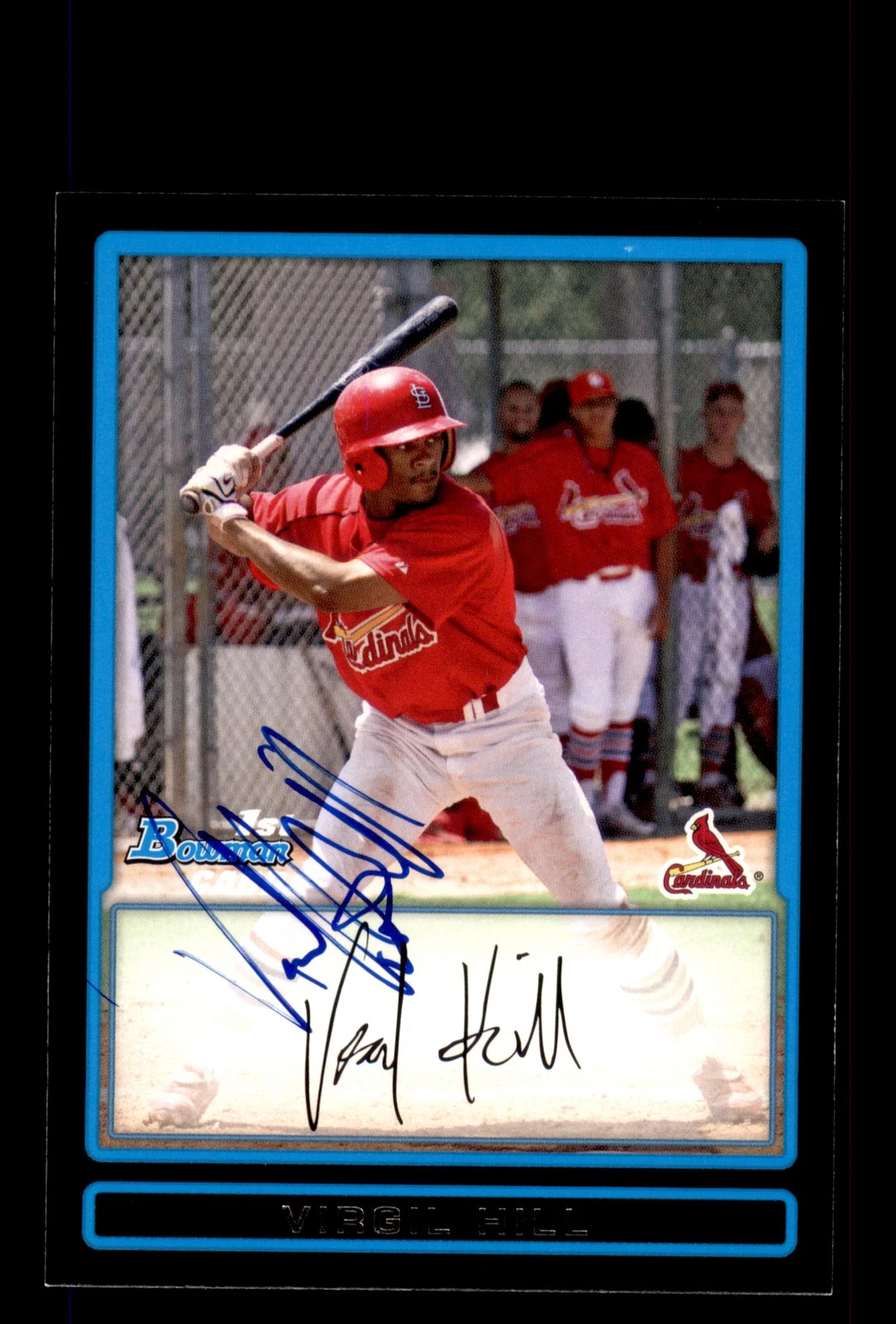Signed Baseball Card Auto Virgil Hill 2009 Bowman #BDPP4 Cardinals