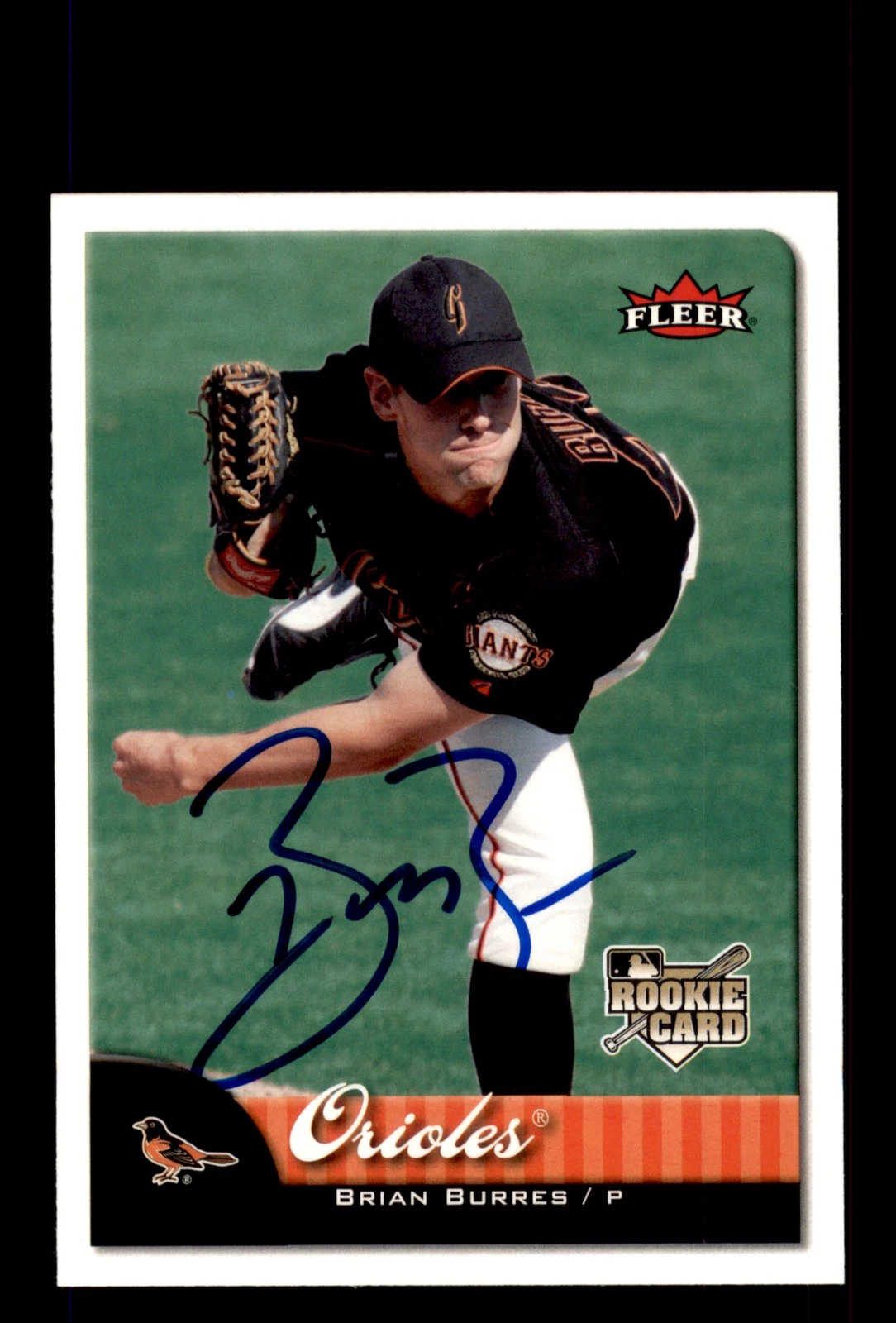 Signed Baseball Card Auto Brian Burres 2007 Fleer #325 Baltimore Orioles